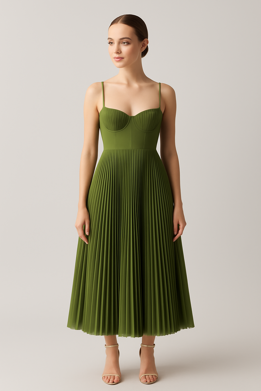 Elena | Abito plissettato con spalline sottili - - DRESS Dresses female dress jurken Maxi Dresses - Concept Palermo