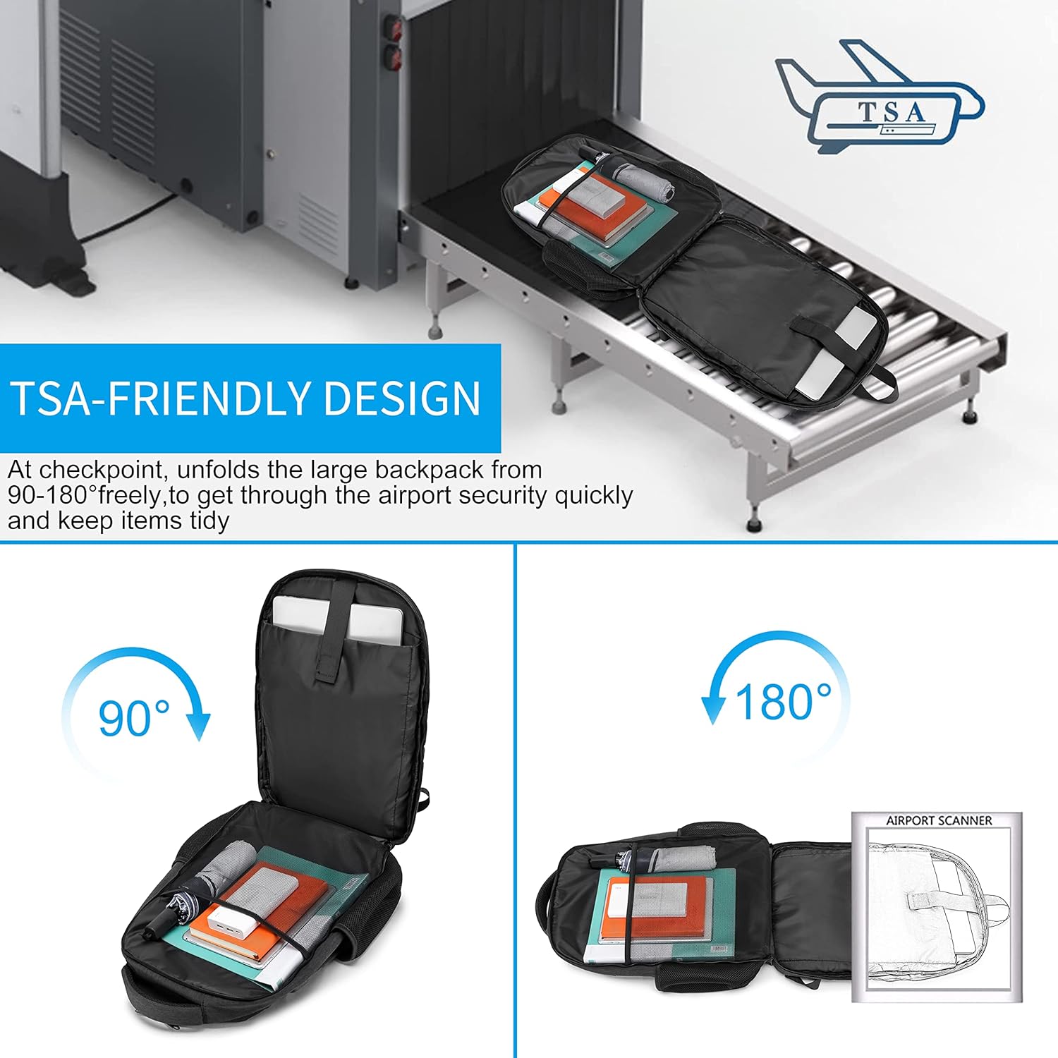 Clara | Zaino per laptop 17,3” - Viaggio TSA, USB, Grigio impermeabile - - - Concept Palermo