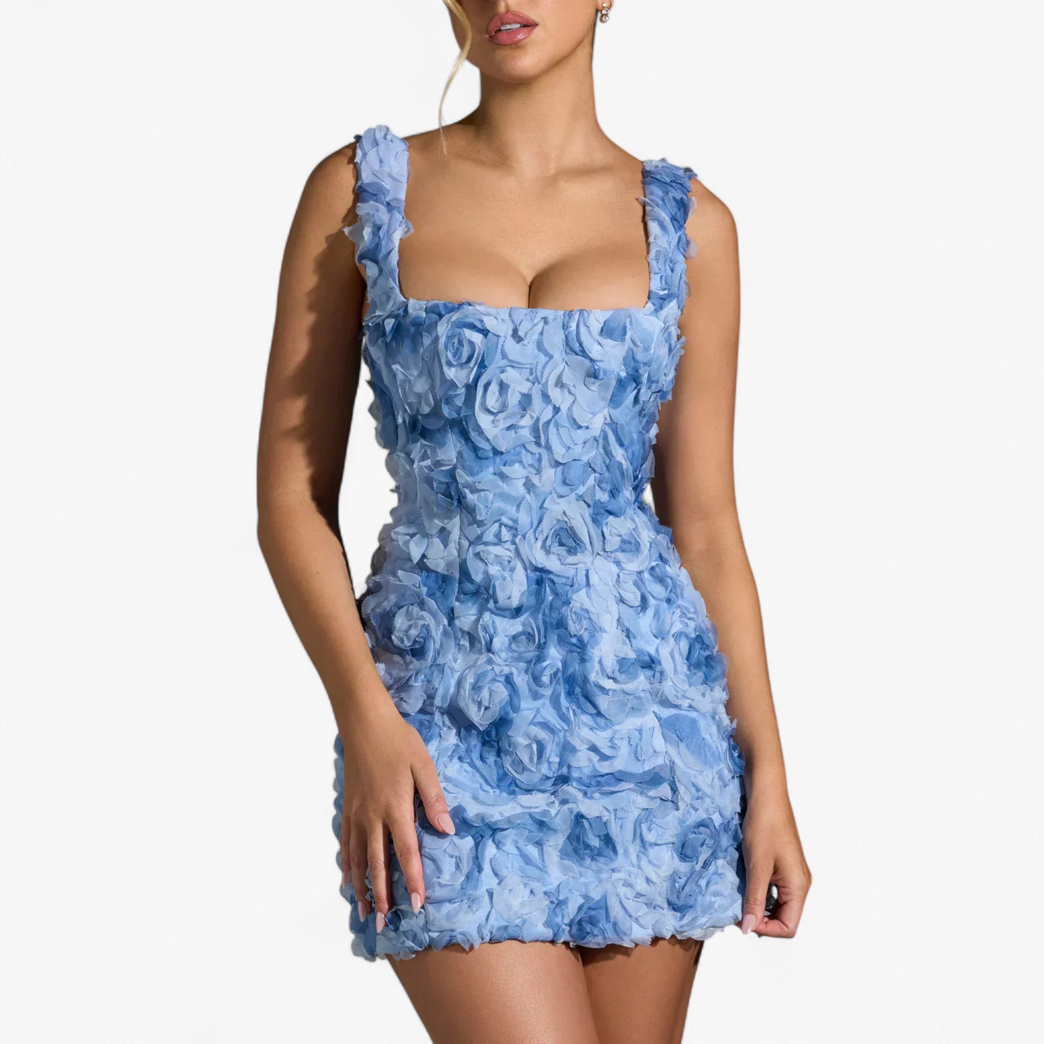 Elena – Vestito corto attillato con applicazione rosa 3D scolpita - - DRESS Dresses female dress - Concept Palermo