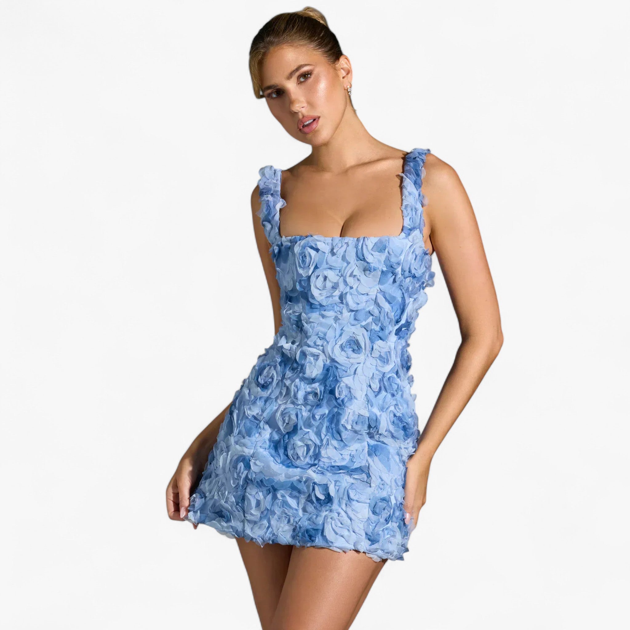 Elena – Vestito corto attillato con applicazione rosa 3D scolpita - - DRESS Dresses female dress - Concept Palermo
