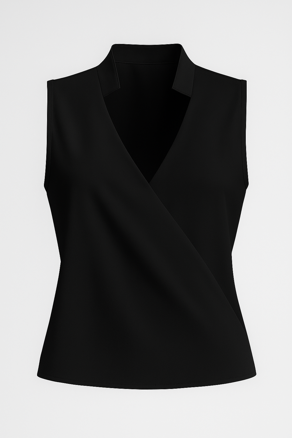 Elena | Blusa senza maniche con scollo a V e colletto alto - Nero - fashion Frauen Oberteil - Concept Palermo