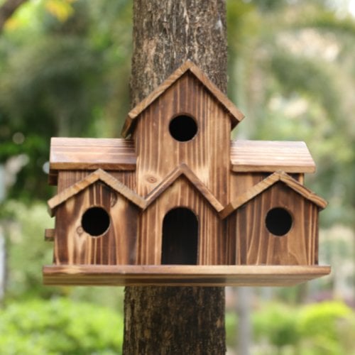 Casetta per uccelli fatta a mano con 6 fori - - new_for_google - Concept Palermo