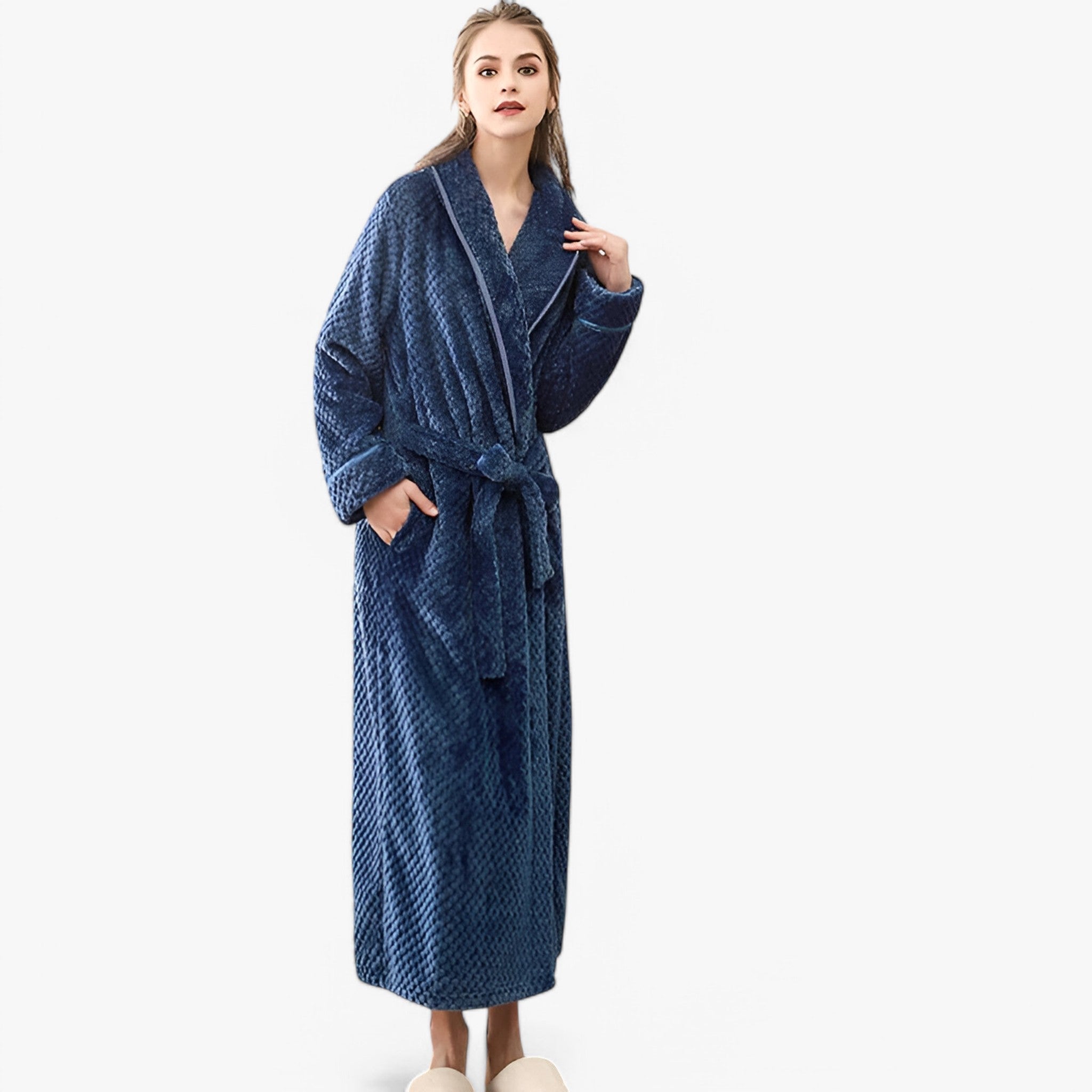 Sofia | Morbido Accappatoio in Pile - - Autumn Bathrobes Fleece Fluffy Long Sleeve Nightgown Pajama Pocket Robe Sleepwear Solid Color Spring Winter Women - Concept Palermo