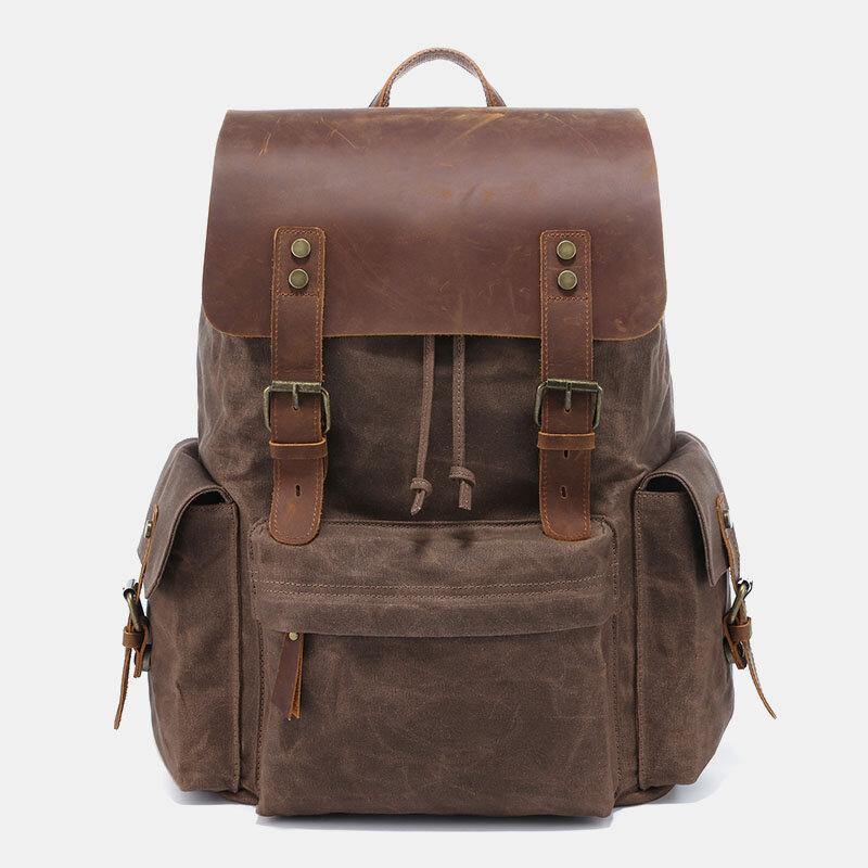 Zaino per laptop RetroRider in tela e pelle - - Backpacks - Concept Palermo