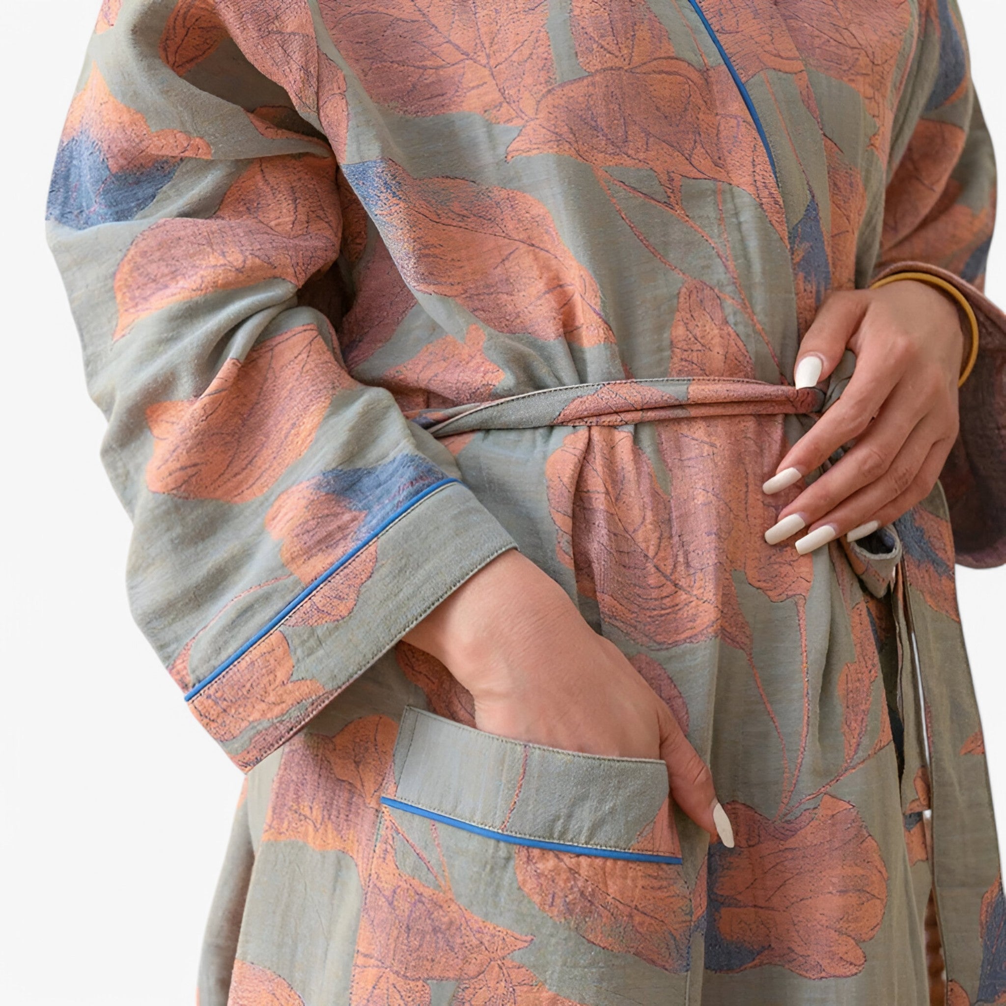 Aurora | Grande cuffia da bagno con cordino - - Bathrobes Cotton Leaf Nightgown Sleepwear Women - Concept Palermo