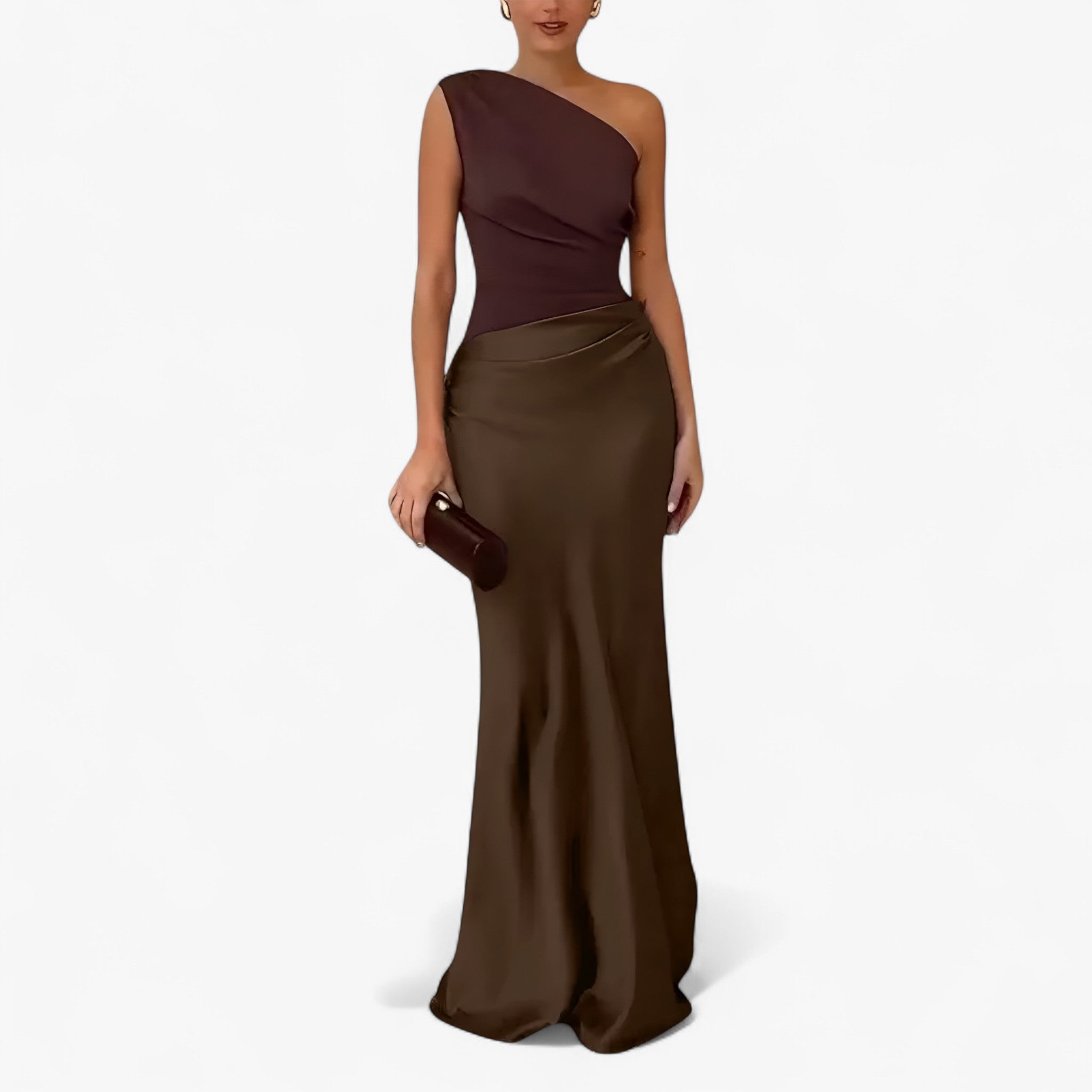 Lucie | Abito Donna Maxi Elegante Asimmetrico - - abito da cerimonia abito da matrimonio abito elegante da donna abito maxi elegante abito spalla unica moda donna elegante vestito asimmetrico vestito con pieghe vestito per eventi vestito versatile - Concept Palermo