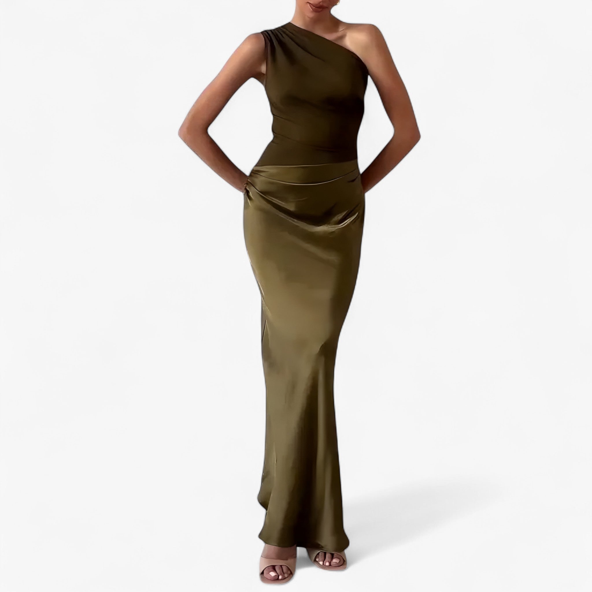 Lucie | Abito Donna Maxi Elegante Asimmetrico - - abito da cerimonia abito da matrimonio abito elegante da donna abito maxi elegante abito spalla unica moda donna elegante vestito asimmetrico vestito con pieghe vestito per eventi vestito versatile - Concept Palermo