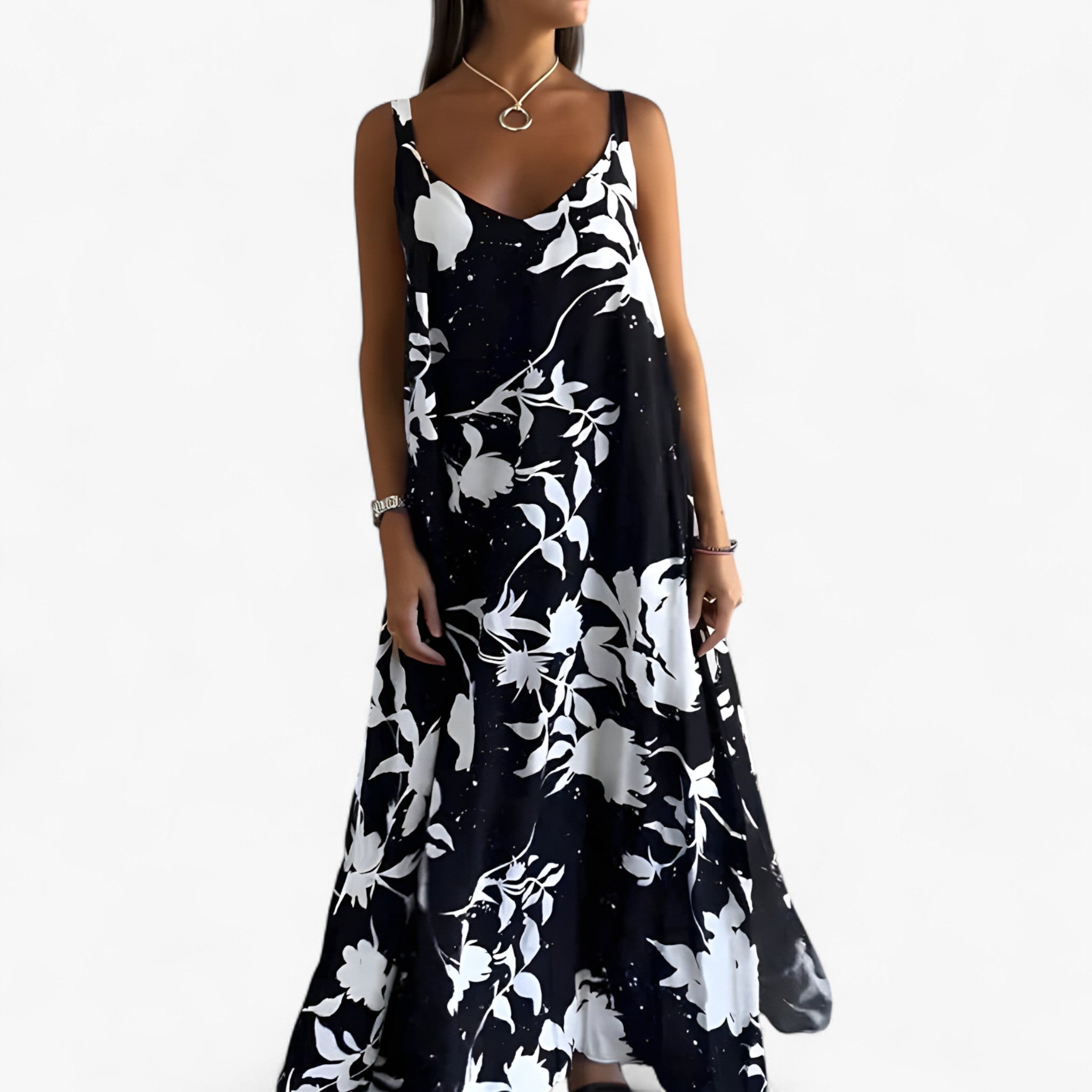 Daniela | Abito Donna Floreale Senza Maniche - - abito casual abito estivo abito femminile abito senza maniche fashion primavera estate moda estiva stile floreale vestito floreale vestito in cotone vestito leggero - Concept Palermo
