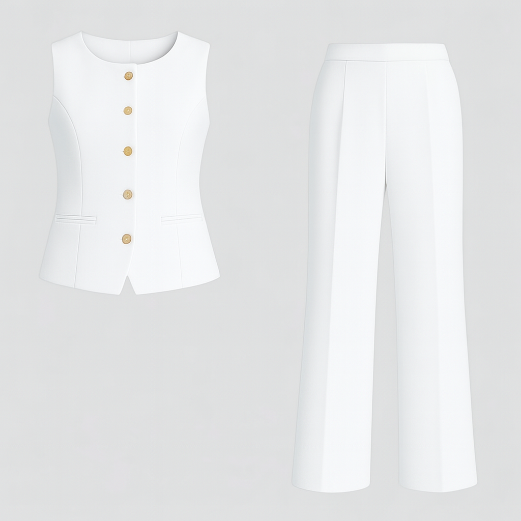 Ambra | Completo Donna Elegante per Ogni Occasione - Bianco - abbigliamento estivo abbigliamento femminile completo elegante design raffinato moda giorno e sera outfit versatile set coordinato elegante set di moda stile casual tessuto leggero - Concept Palermo