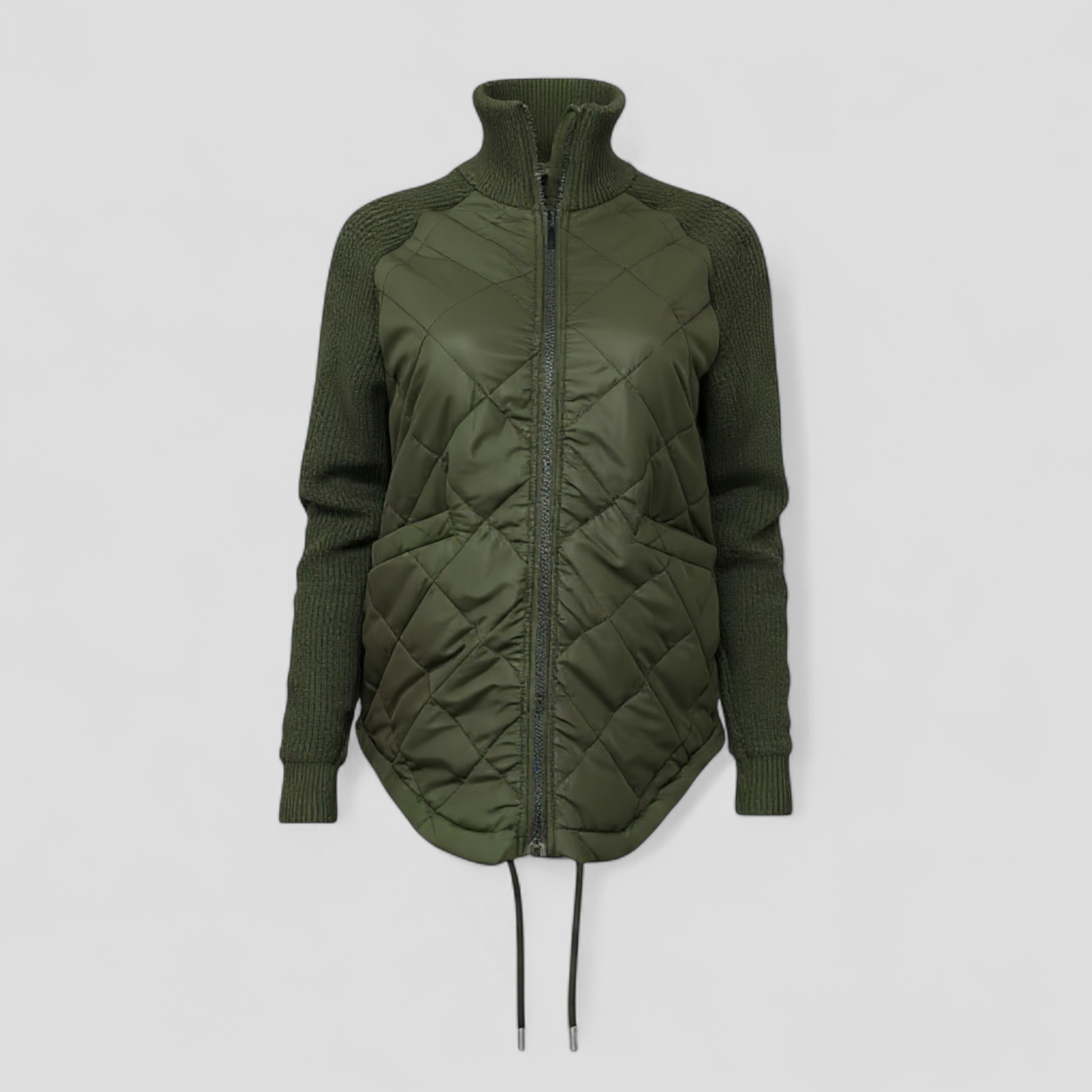 Yulia | Giacca Piumino Leggera da Donna - Verde militare - abbigliamento donna giacca comoda giacca elegante giacca estiva donna giacca leggera giacca multifunzionale giacca patchwork giacca piumino outerwear femminile piumino donna - Concept Palermo