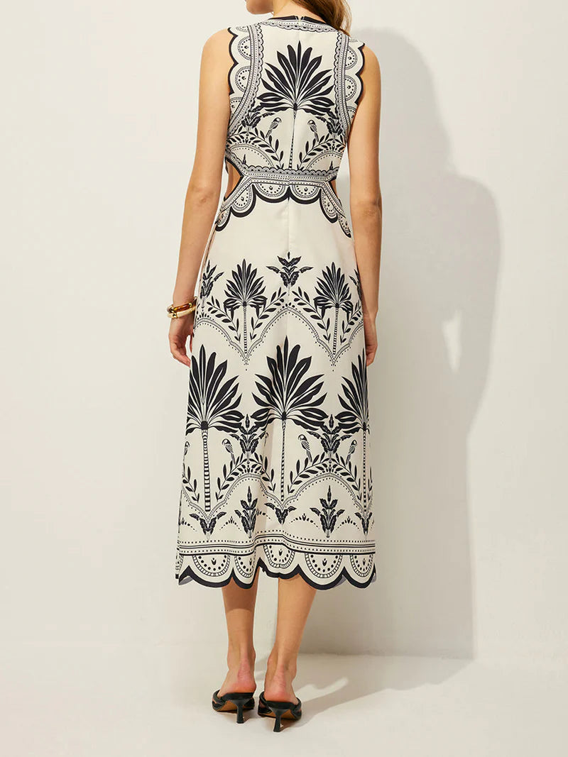 Abito Midi con Intaglio Palma – Eleganza Boho Estiva con Stampa Tropicale - - 25 cotton & linen beyond impact bluewhite cathryn-d cici select clothing coll:dresses coll:vacation coll:weekend_getaway crew neck cyy daily dresses elegant green hm selected in_six_month inner sample invisible zipper joey select2 leisure maxi no non-stretch not_low_sales nuboheme oa250228086 photo_model print regular regular fit resort mood sleeveless spring summer vacation white women woven fabric yellow - Concept Palermo