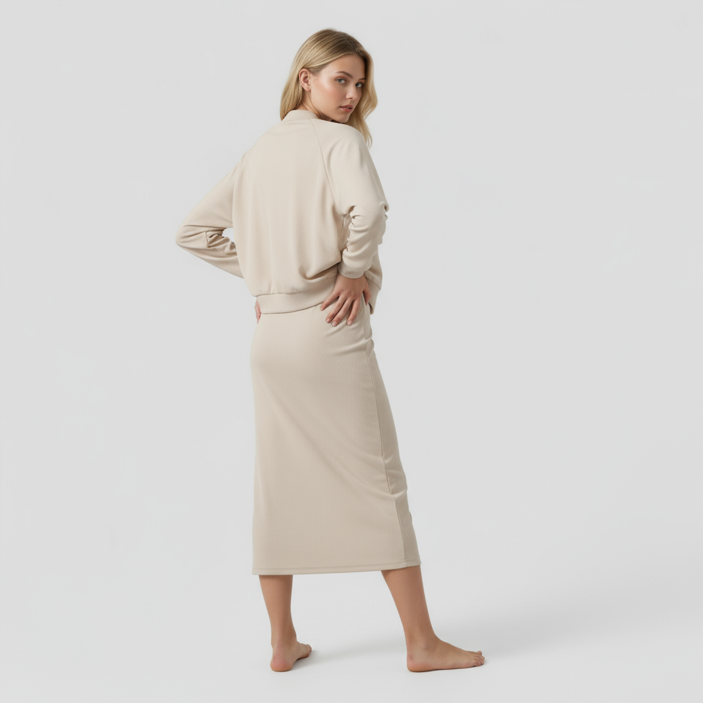 Acadia | Abito Midi Elegante con Cardigan Abbinato - - abbigliamento casual abito midi abito versatile cardigan elegante moda femminile outfit formale stile comodo tessuto di alta qualità - Concept Palermo