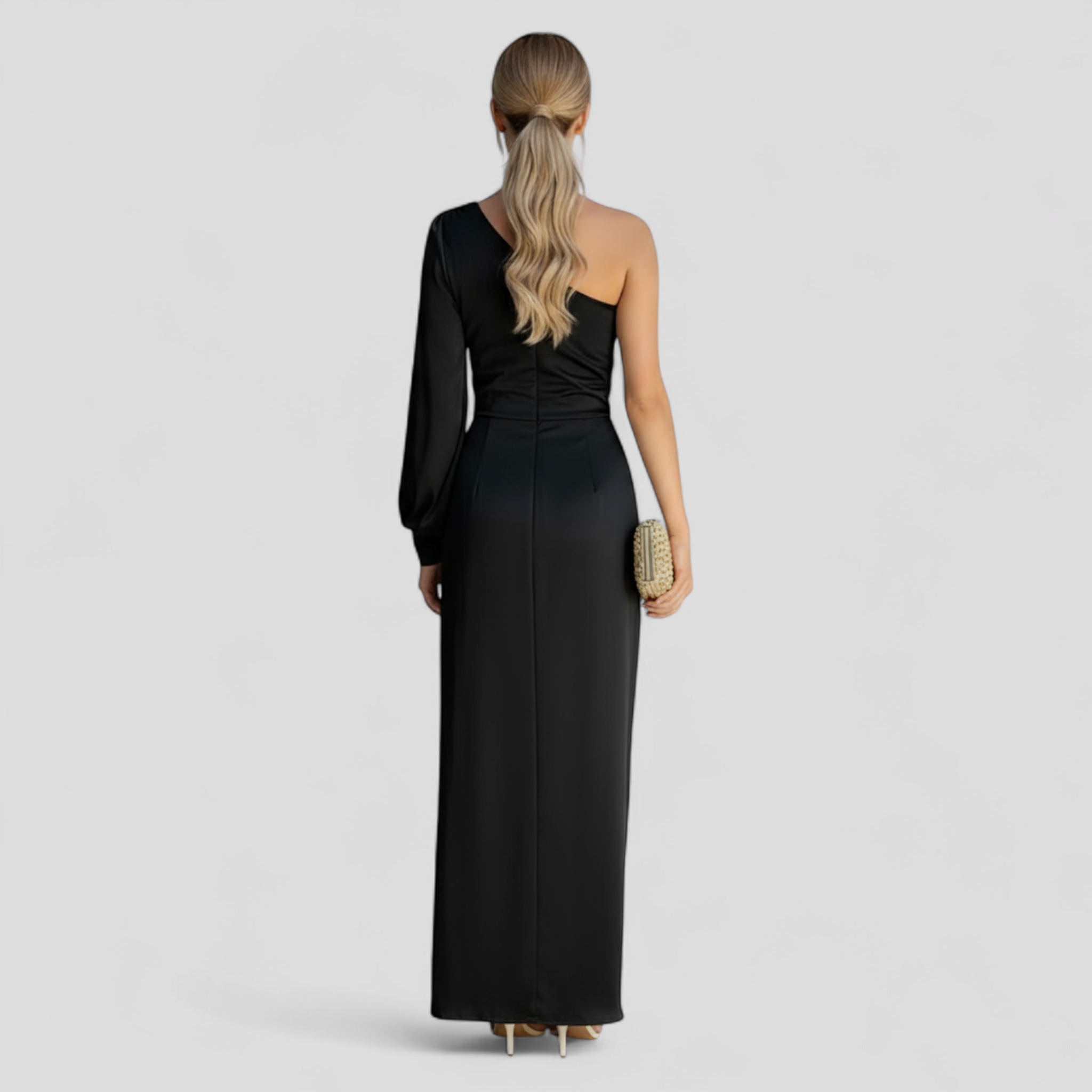 Amory | Abito Elegante Midi Donna con Spallina Unica - - abiti moda abiti per cerimonie abiti per eventi abito chic abito midi eleganti abito spallina unica dress elegant eleganza senza tempo robie di eleganza vestito formale - Concept Palermo