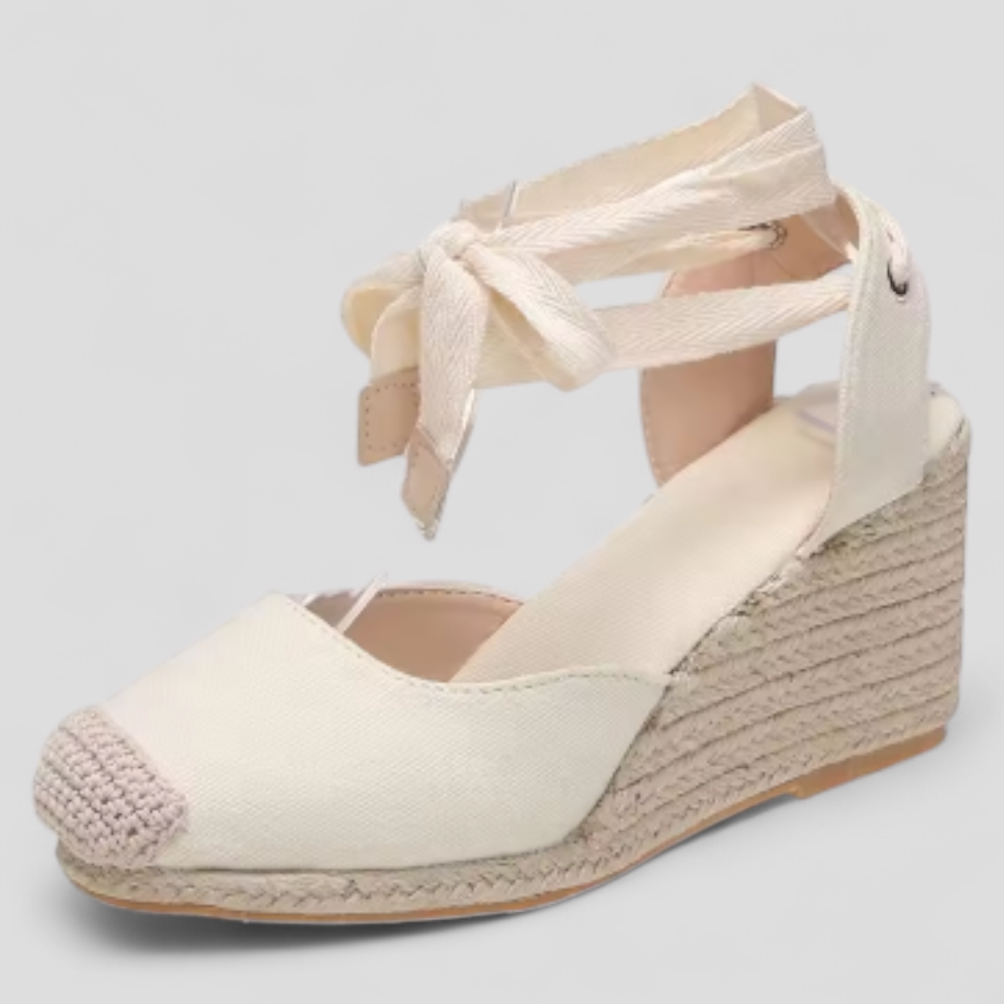 Zeppe estive con lacci alla caviglia in stile espadrillas - Bianco - Accessoires Dames Sandalen Schoenen - Concept Palermo