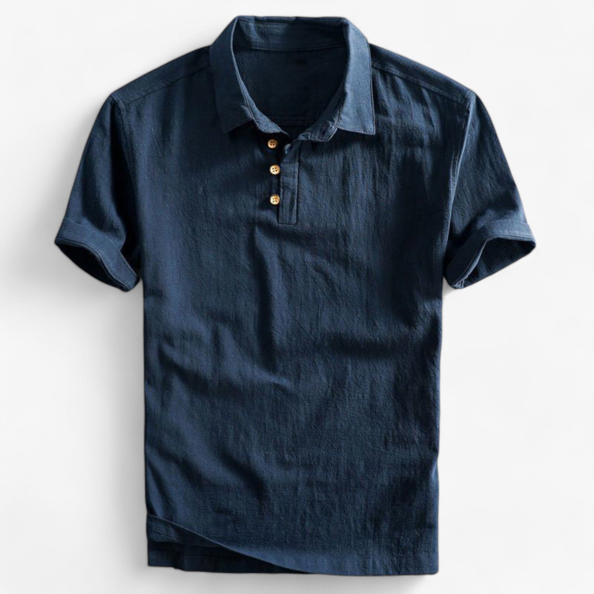 Brent | Polo Elegante in Lino per Uomini - Blu - - Concept Palermo