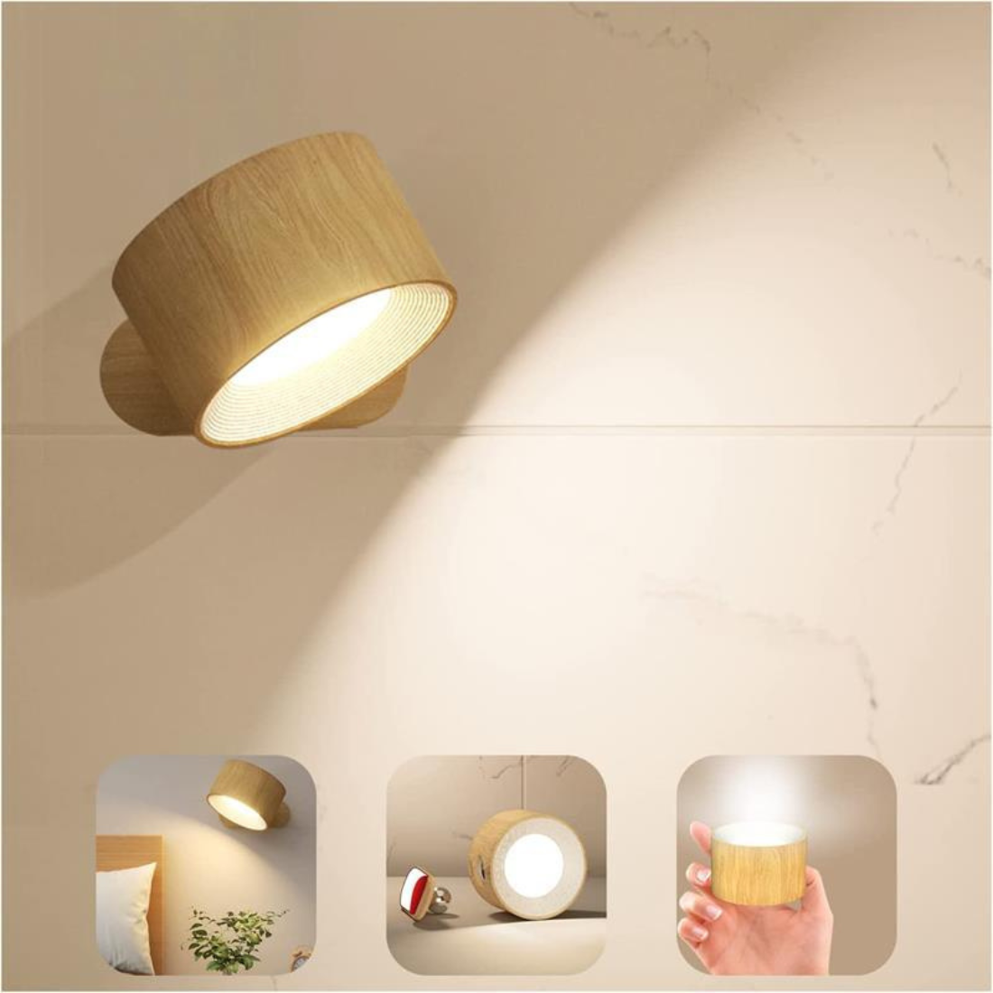 Flexilight™ | Lampada da parete wireless ricaricabile a 360° - Legno - home Væglamper - Concept Palermo