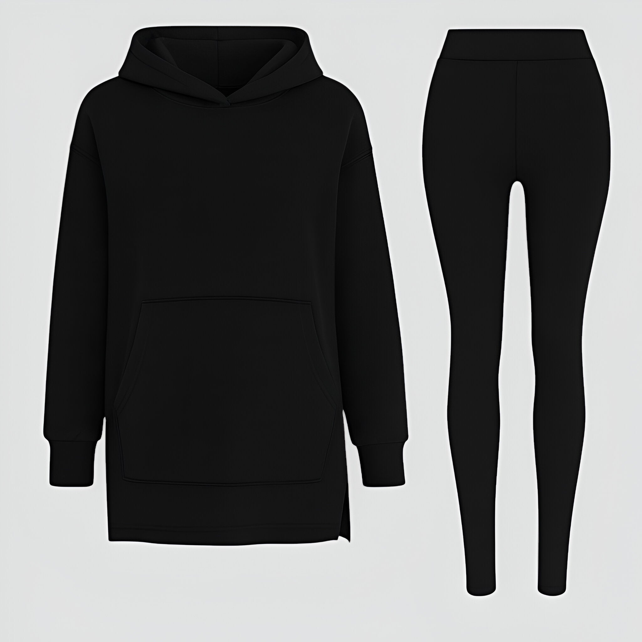 Evelyn | Set felpa e leggings - Comfort e Stile Senza Sforzo - Nero - Moda Senza Sforzo Outfit Casual Chic Outfit Relaxato Set Comfort Quotidiano Set Felpa con Leggings a Mezza Lunghezza Set Felpa Elegante - Concept Palermo