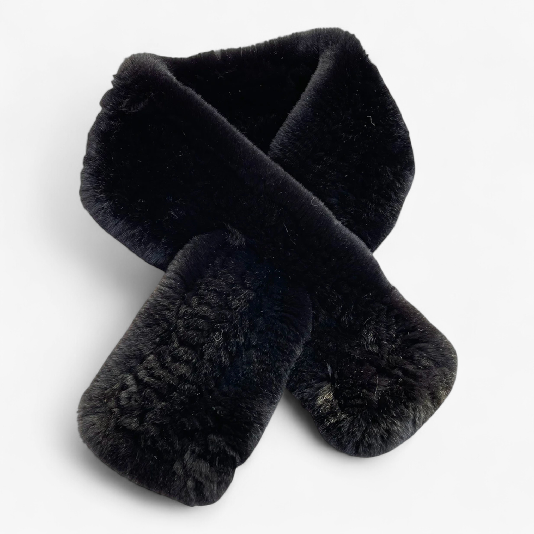 Arabella | Sciarpa di Pelliccia per Donne Elegante - Nero Lunghezza 88cm - accessorio elegante moda invernale pelliccia di coniglio rex sciarpa calda sciarpa corta sciarpa di lusso sciarpa di pelliccia sciarpa invernale sciarpa naturale - Concept Palermo
