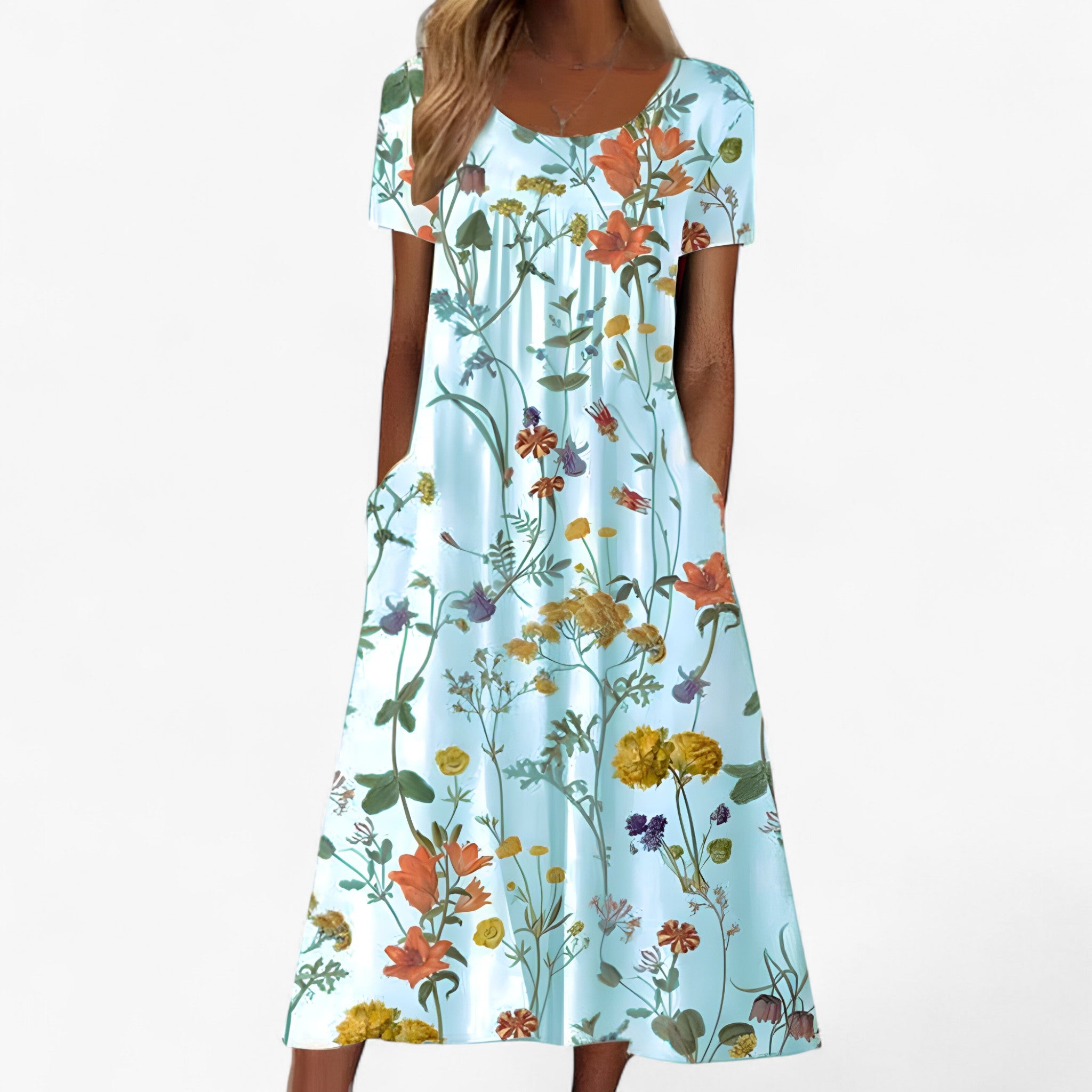 Isay | Vestito Boho Floreale con Copricostume - Blu chiaro - - Concept Palermo