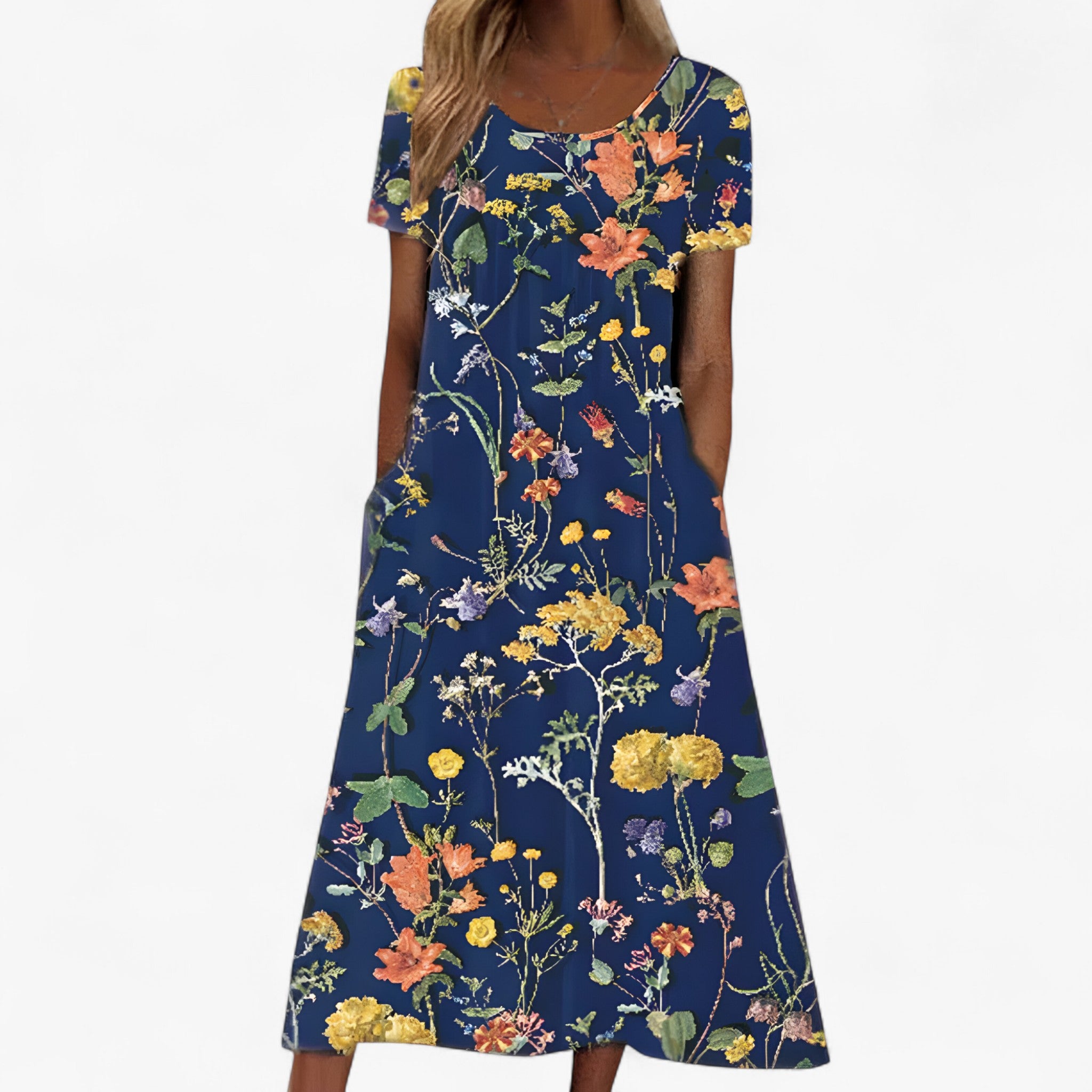 Isay | Vestito Boho Floreale con Copricostume - Blu scuro - - Concept Palermo