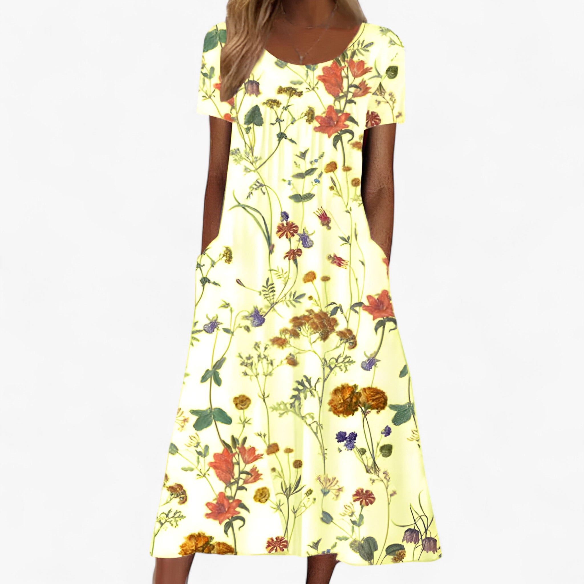 Isay | Vestito Boho Floreale con Copricostume - Giallo - - Concept Palermo