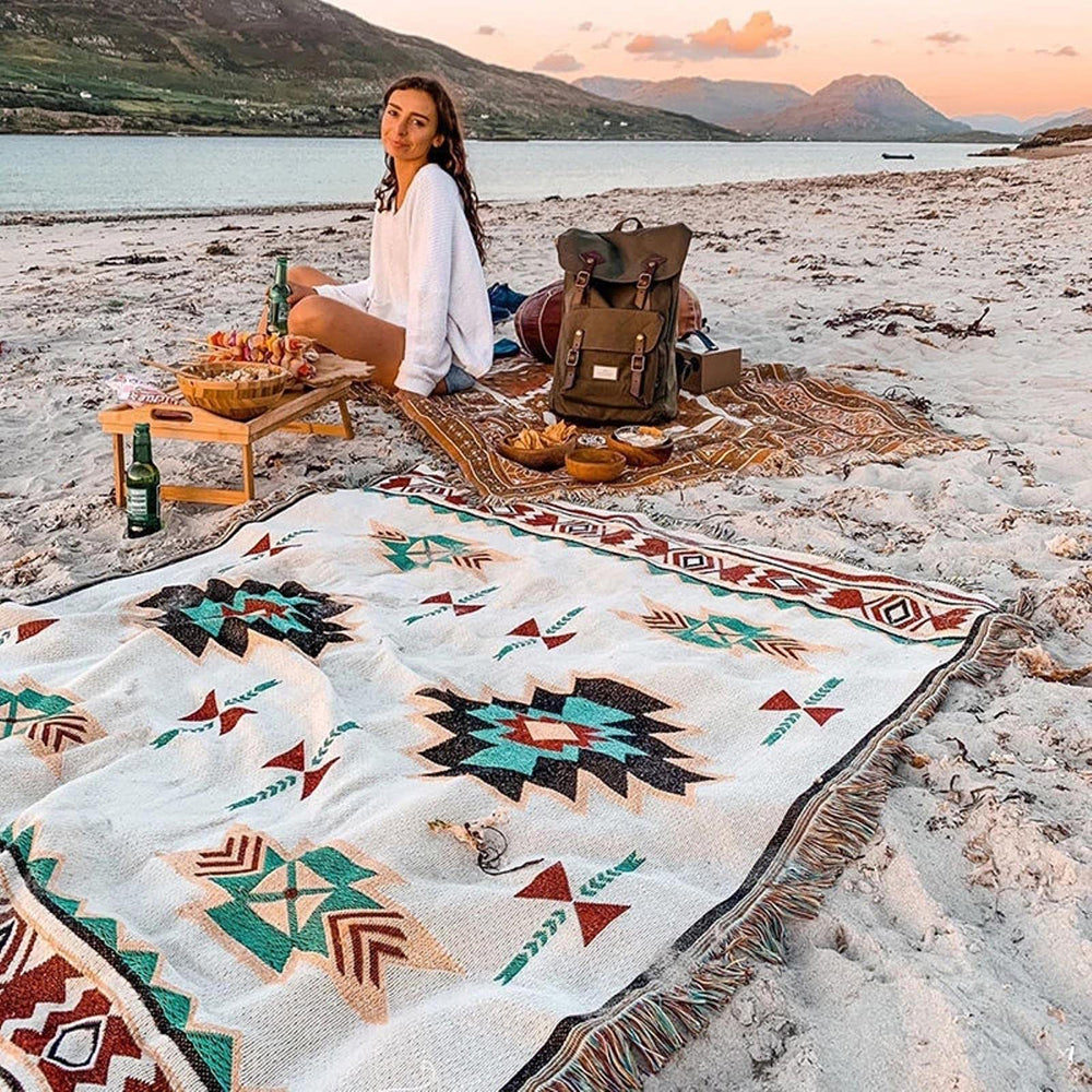Boho Picnic Blanket | Una coperta bohémien alla moda per le tue attività all'aperto - E - Blankets picnic cloth pinic blankets - Concept Palermo