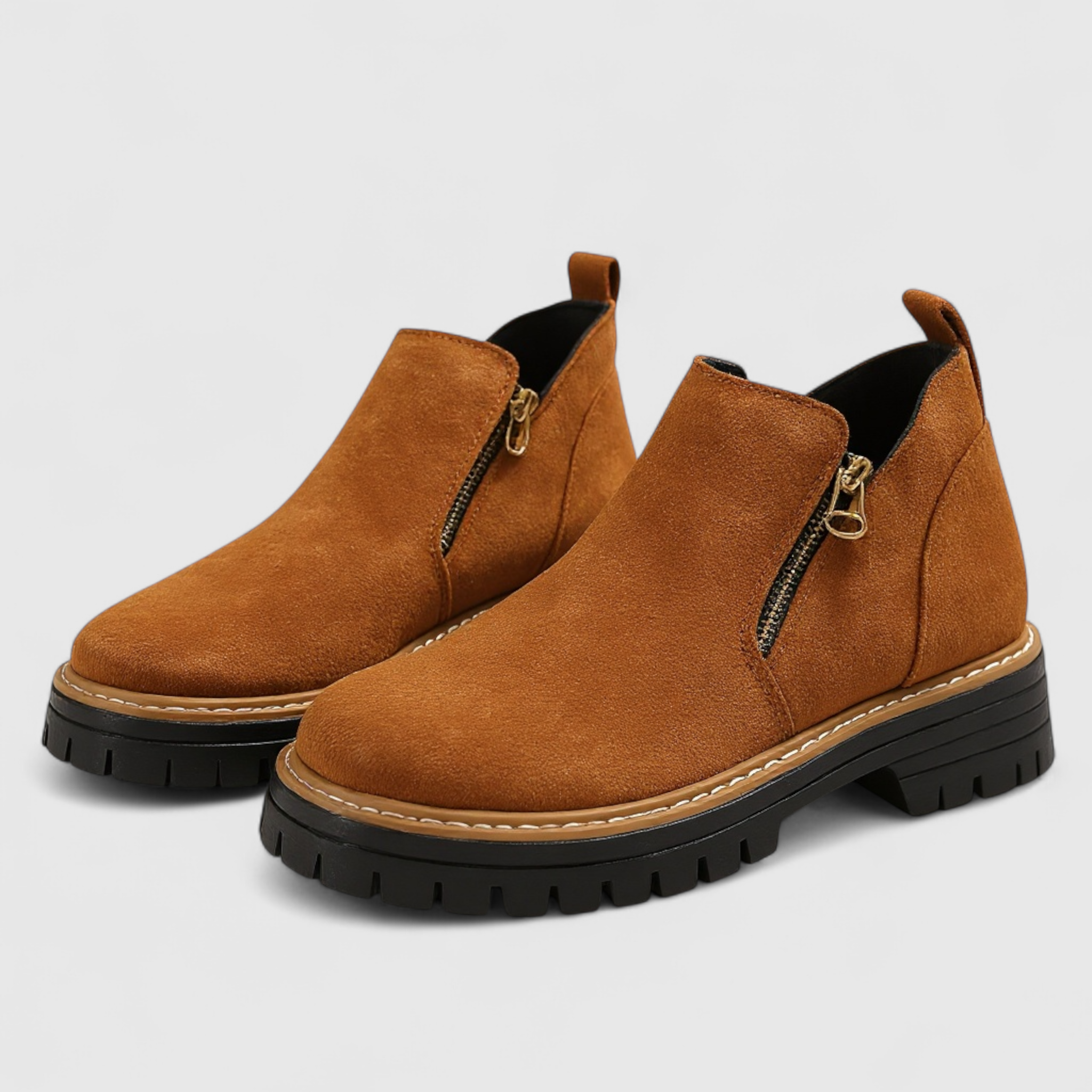 Adie | Stivaletti Donna con Punta Rotonda e Cerniera - Marrone - calzature femminili chiusura cerniera comfort design ergonomico impermeabile moda donna punta rotonda soletta antiscivolo stile stile versatile stivaletti donna tacco quadrato - Concept Palermo