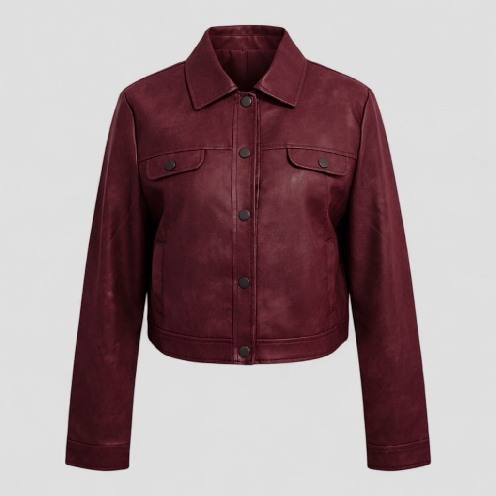 Elma | Giacca in pelle sottile da donna - Borgogna - Jackets & Coats Women jackets - Concept Palermo