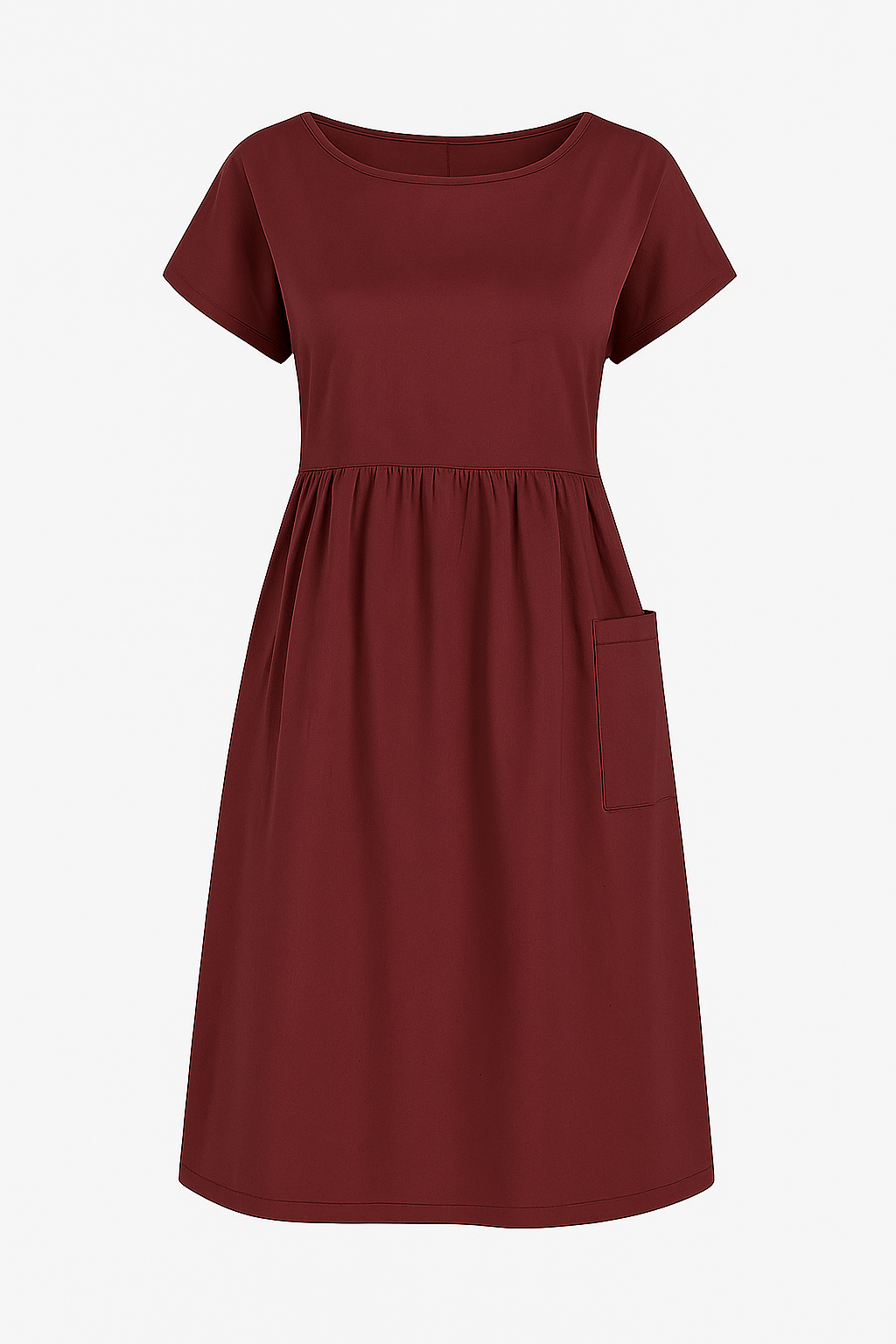 Eustasia | Vestito estivo casual con tasche - Borgogna - cute summer dress Dresses female dress - Concept Palermo