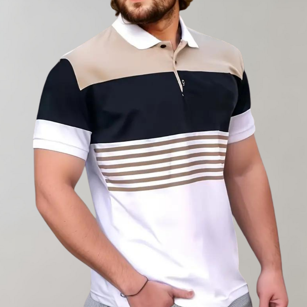 Lennard | Polo a blocchi di colore - Stile moderno e comfort - Cachi - clothing men mens clothing Shirts heren Shirts men - Concept Palermo