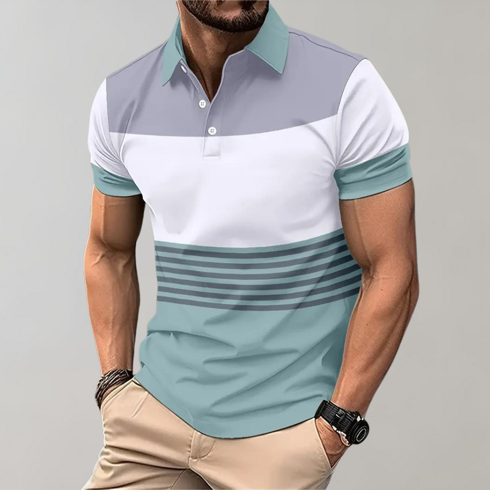 Lennard | Polo a blocchi di colore - Stile moderno e comfort - Azzurro chiaro - clothing men mens clothing Shirts heren Shirts men - Concept Palermo