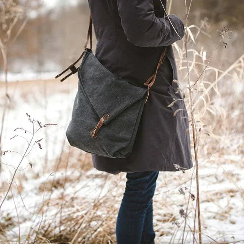 Rostro - Elegante borsa a tracolla in tela con cinghie in pelle - - bag Shoulder Bags women Women's shoulder bag - Concept Palermo