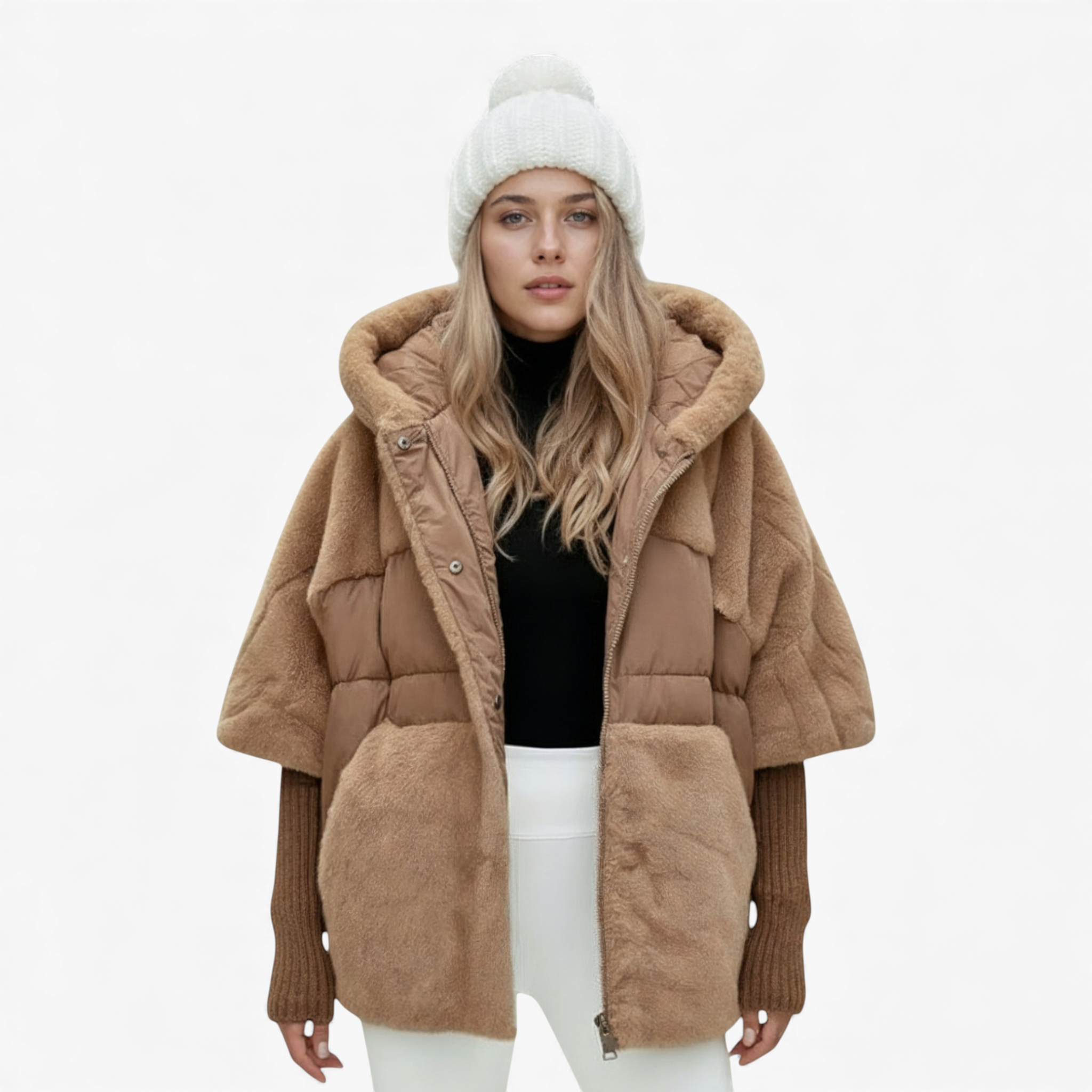 Lucia | Cappotto Lungo Donna Oversize con Cappuccio - - abbigliamento donna cappotto caldo cappotto con cappuccio cappotto invernale cappotto oversize cappotto patchwork cappotto trendy giacca autunno inverno giacca oversize moda femminile - Concept Palermo