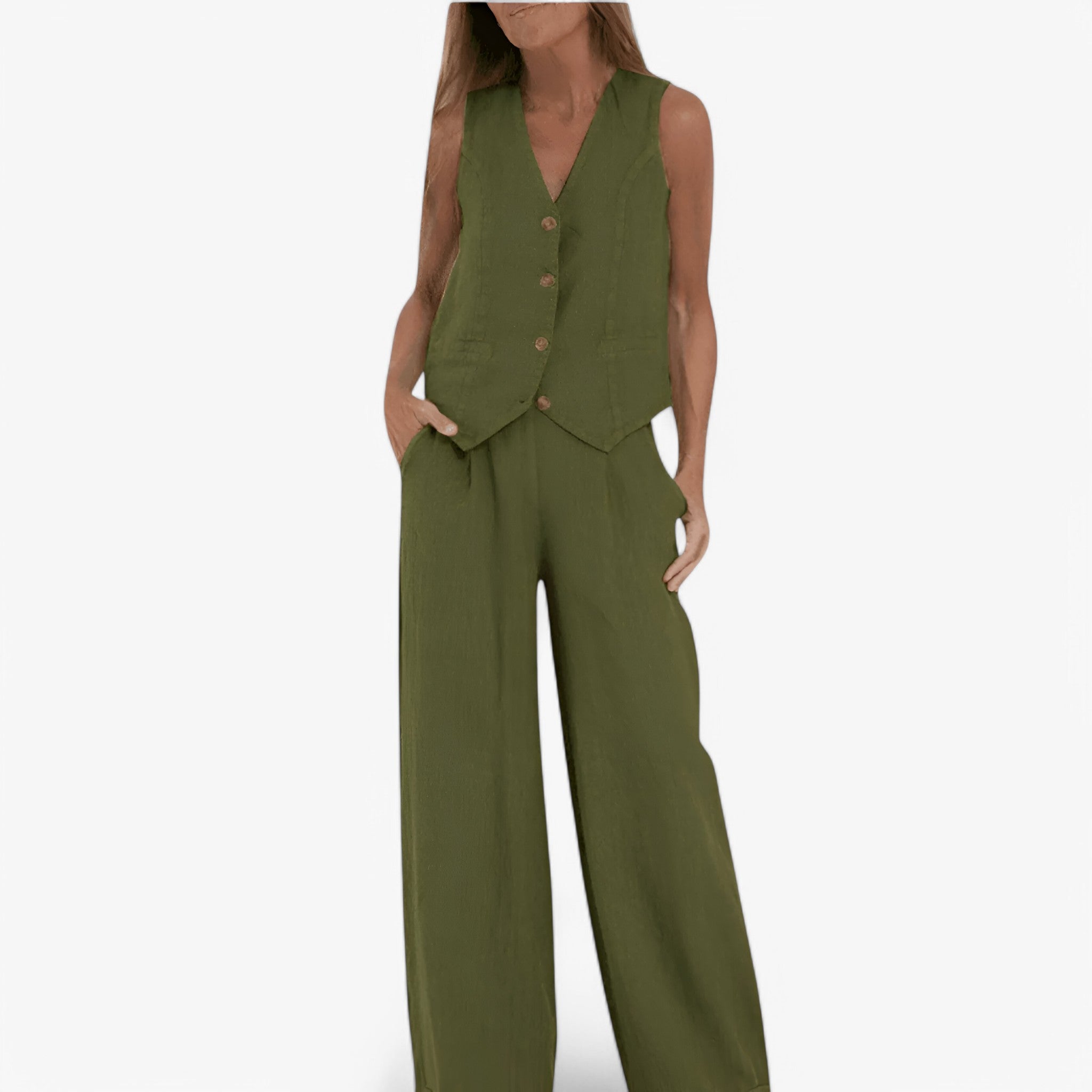 Lina | Gilet senza maniche (con pantaloni coordinati gratuiti) - Verde - - Concept Palermo