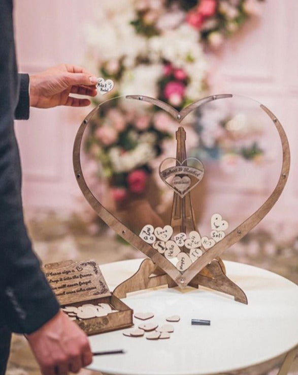 Colline | Libro degli ospiti a forma di cuore | Crea ricordi - - Decoration guestbook heart shape home decor wedding decor wooden heart shape - Concept Palermo