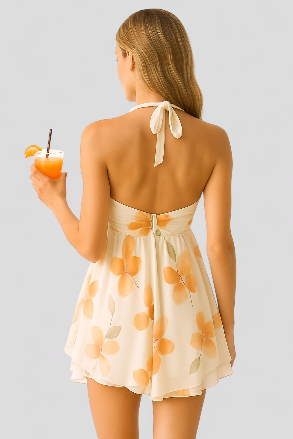 Ciana | Abito Donna Mini Floreale in Chiffon - - abbigliamento romantico abito leggero abito mini floreale chiffon elegante design floreale feste in giardino gonna a balze moda estiva stile halter vestito multicolore - Concept Palermo