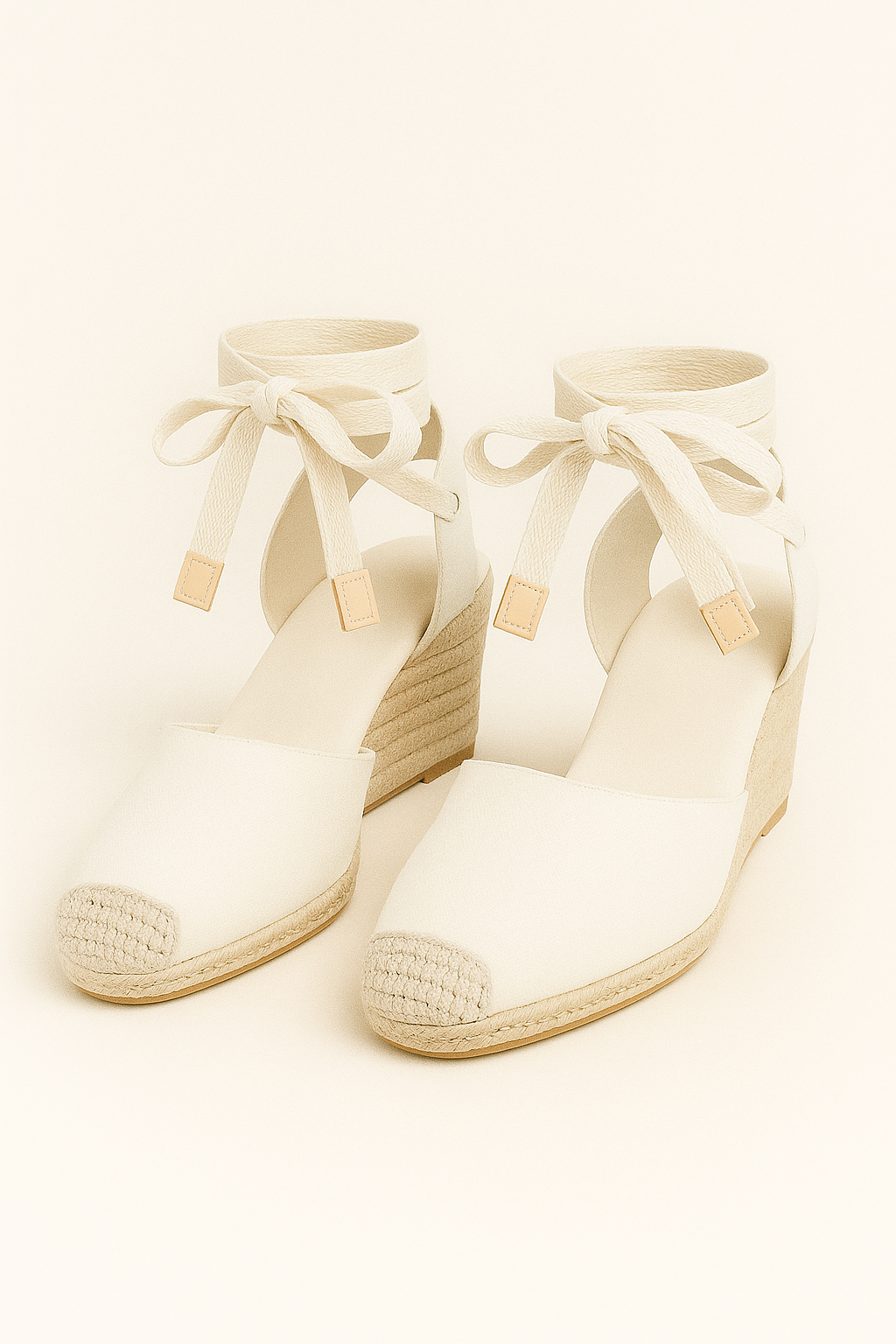 Zoey | Zeppe estive con lacci alla caviglia in stile espadrillas - Bianco - Accessoires Dames Sandalen Schoenen - Concept Palermo