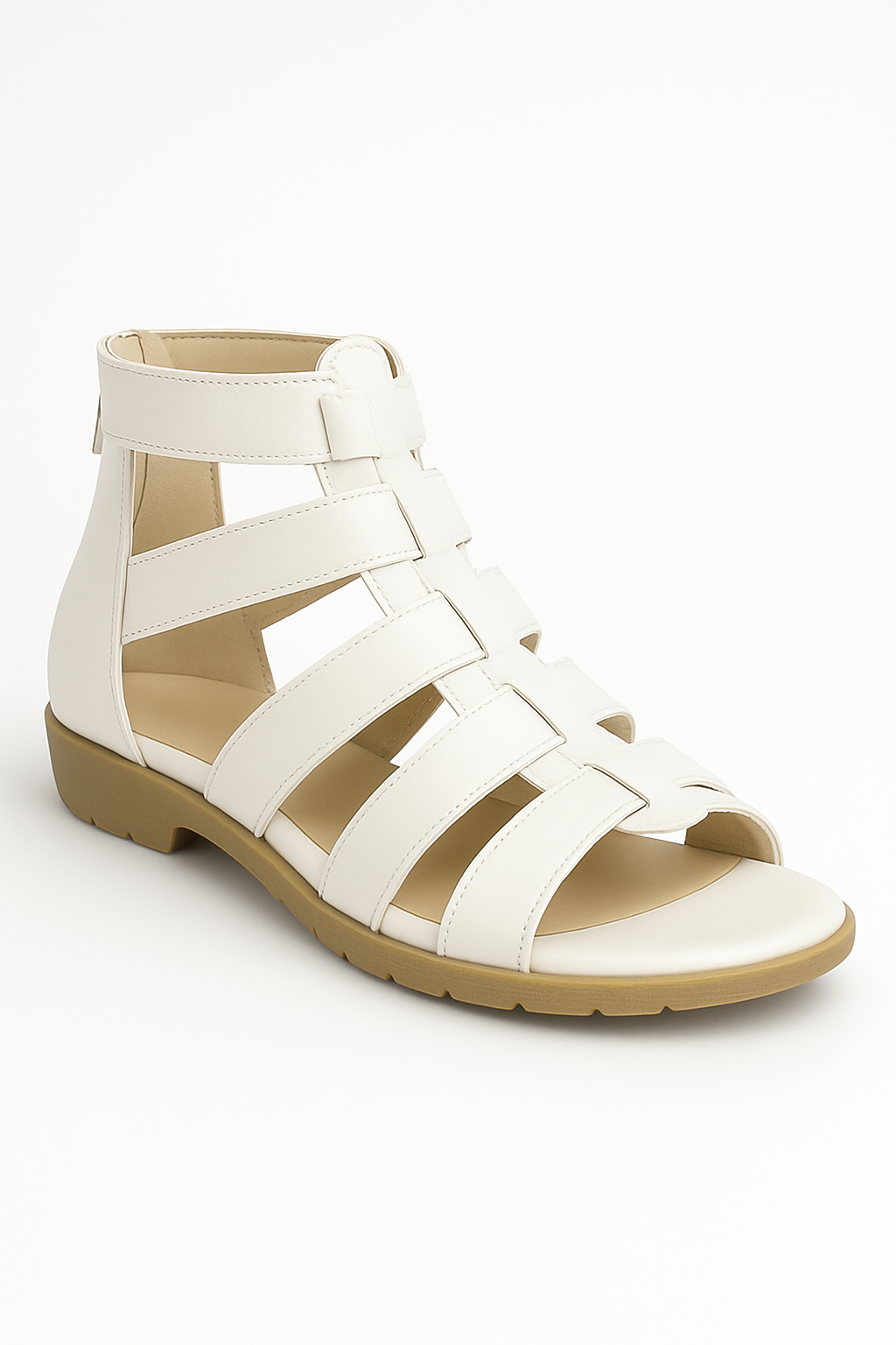 Mira | Sandali gladiatore in ecopelle con zip posteriore - Bianca - breathable sandals casual sandals comfy sandals easy wear sandals elegant sandals fashion sandals - Concept Palermo