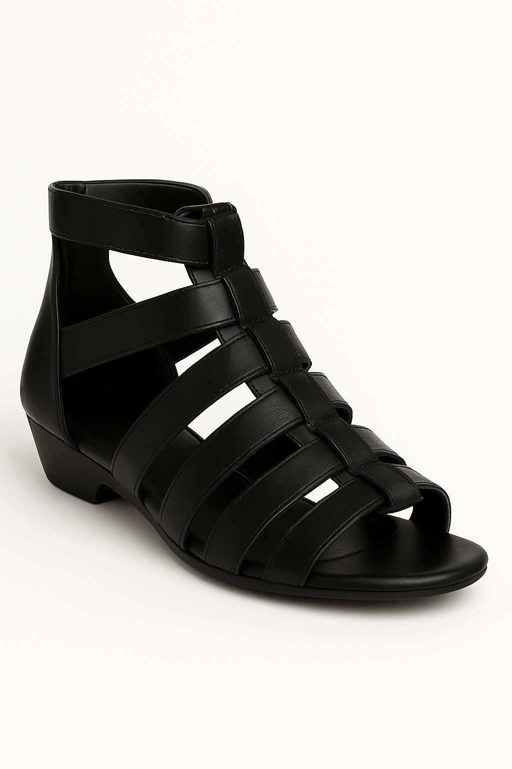 Mira | Sandali gladiatore in ecopelle con zip posteriore - Nera - breathable sandals casual sandals comfy sandals easy wear sandals elegant sandals fashion sandals - Concept Palermo