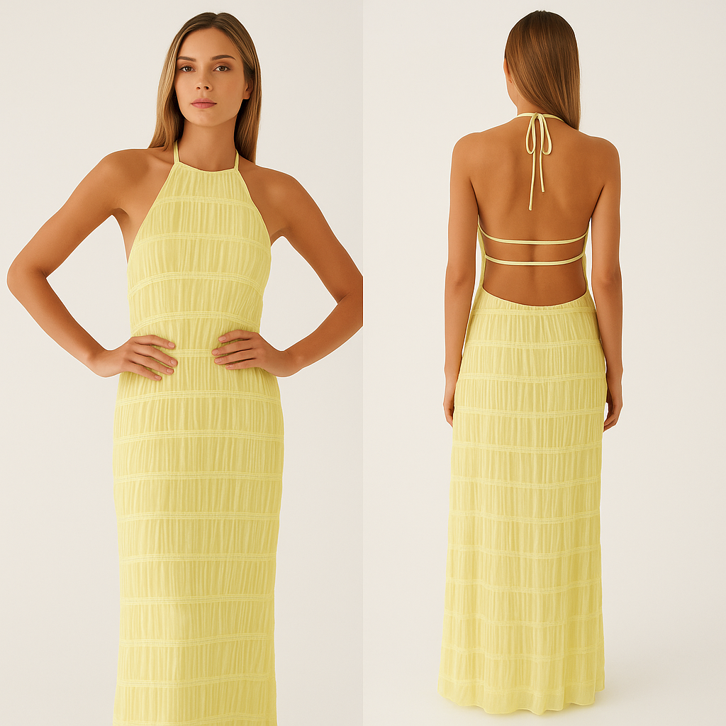 Isla | Abito lungo senza schienale con dettagli patchwork per le vacanze estive - - casual dresses DRESS Dresses Maxi Dresses - Concept Palermo