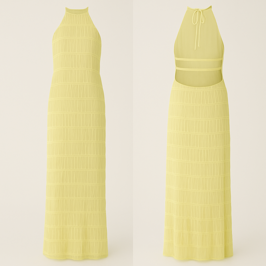 Isla | Abito lungo senza schienale con dettagli patchwork per le vacanze estive - - casual dresses DRESS Dresses Maxi Dresses - Concept Palermo