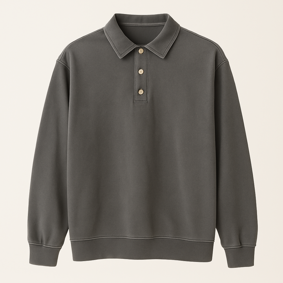 Leonardo | Polo a maniche lunghe vintage lavata - Grigio - men's polo men's polo shirt - Concept Palermo