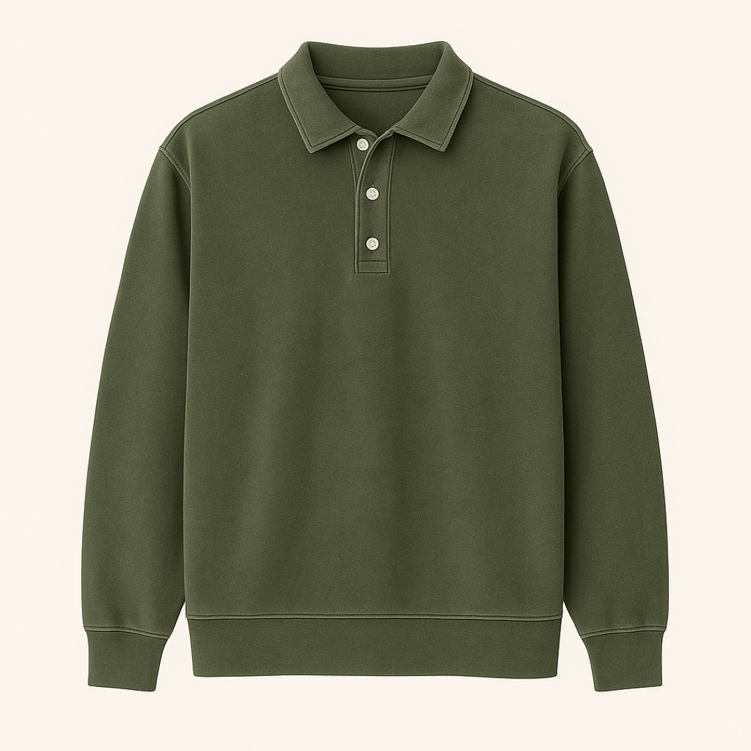 Leonardo | Polo a maniche lunghe vintage lavata - Verde scuro - men's polo men's polo shirt - Concept Palermo