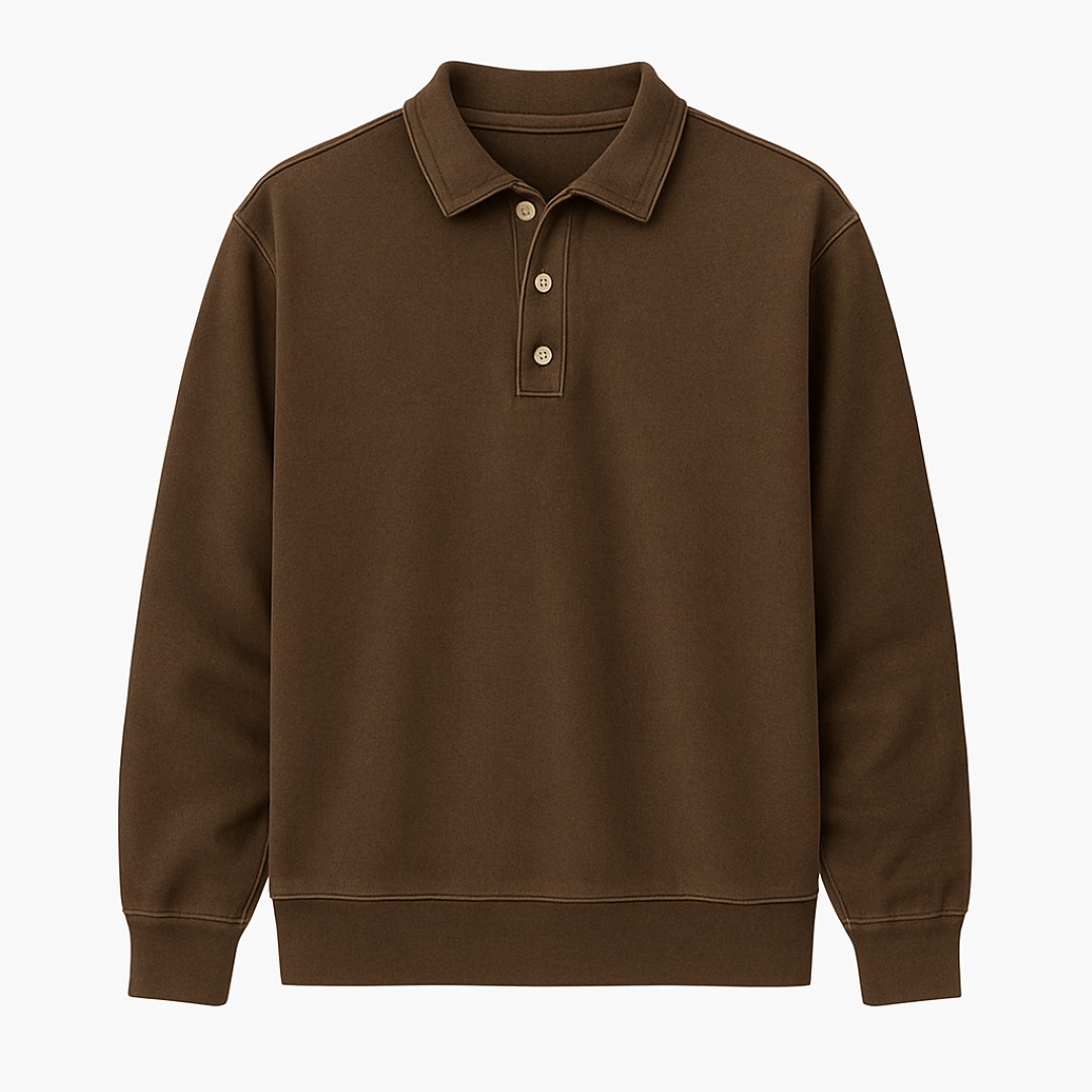 Leonardo | Polo a maniche lunghe vintage lavata - Marrone - men's polo men's polo shirt - Concept Palermo