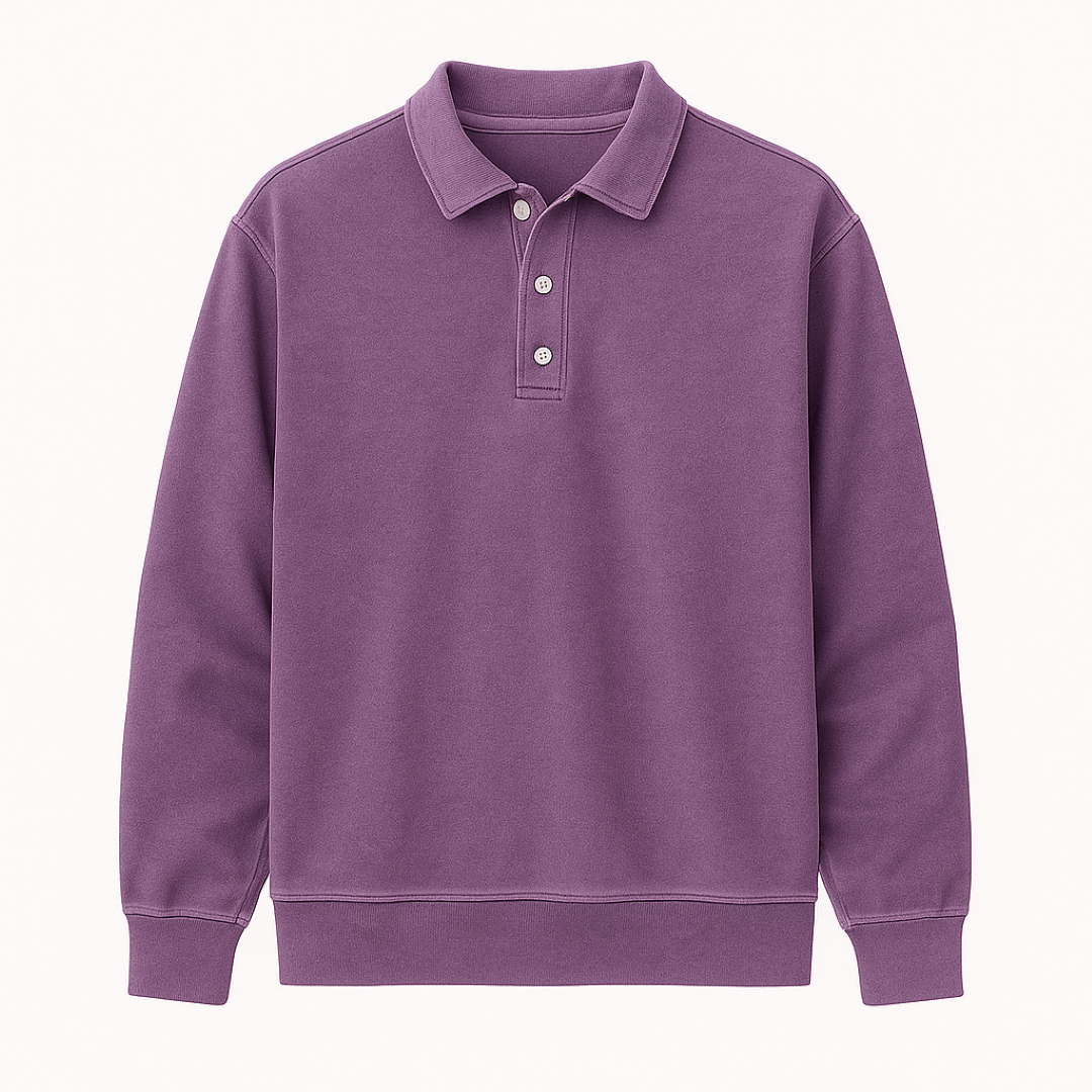 Leonardo | Polo a maniche lunghe vintage lavata - Porpora - men's polo men's polo shirt - Concept Palermo