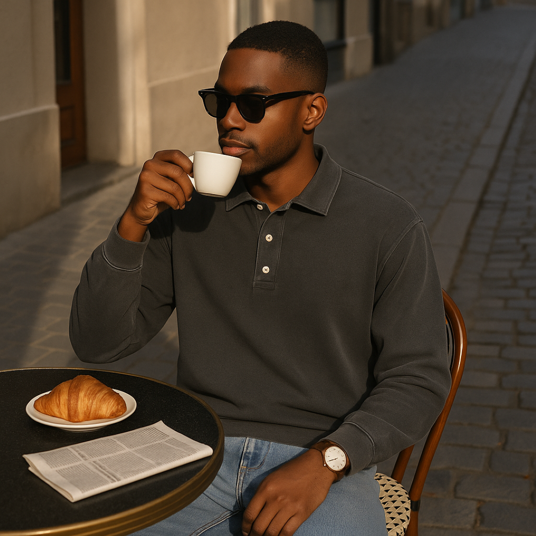 Leonardo | Polo a maniche lunghe vintage lavata - - men's polo men's polo shirt - Concept Palermo