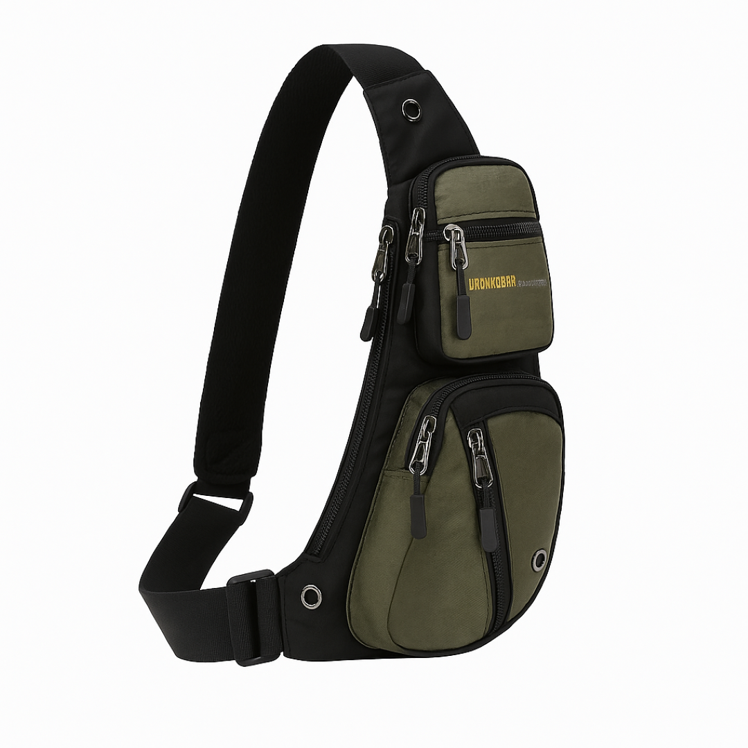 Jacob | Borsa tattica da petto – Chiusura a multiplo zip, resistente all'acqua, design antitaccheggio - Verde - Bags mens bag Shoulder & Crossbody Bags - Concept Palermo