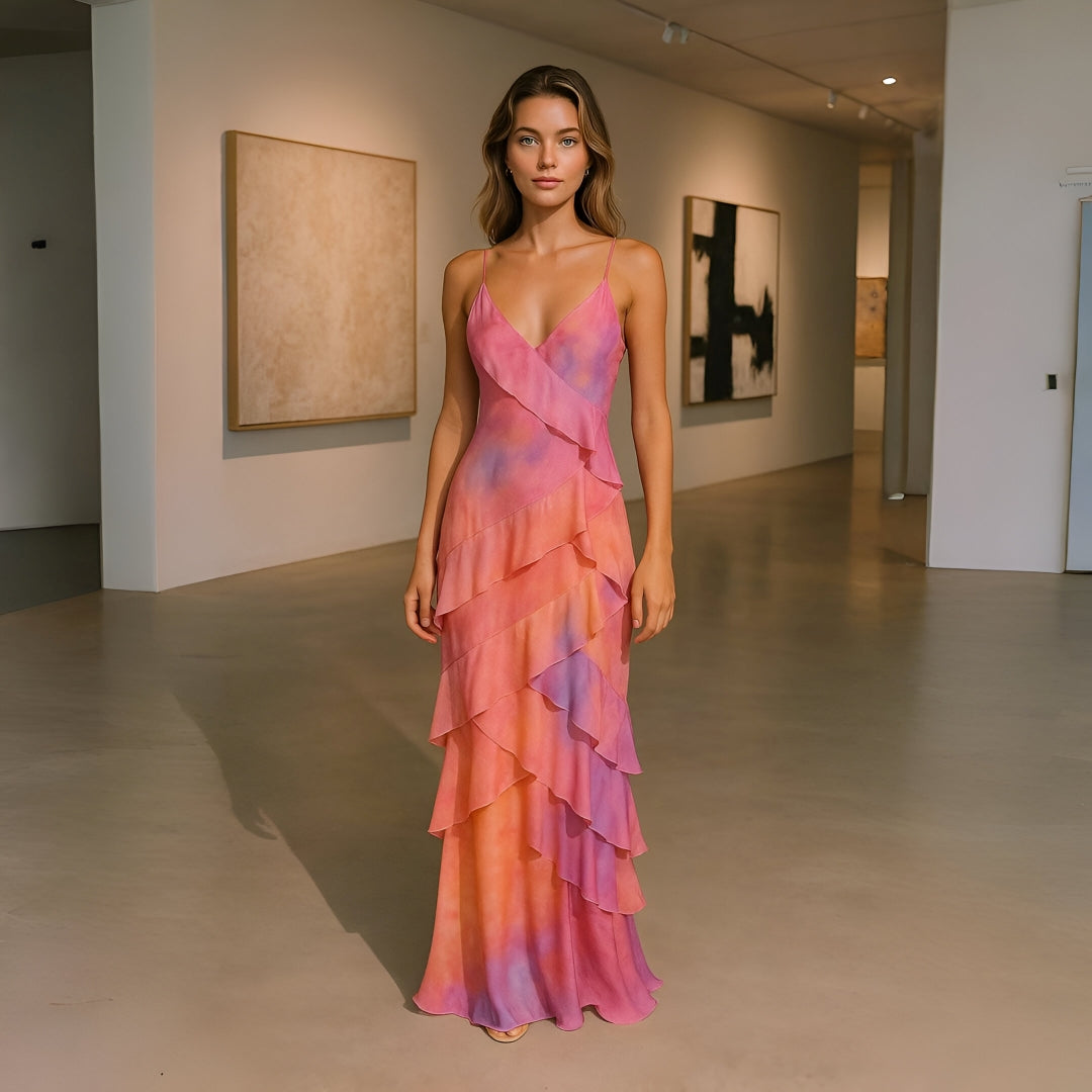 Aurora | Abito a sacchetto – Fiori pastello e eleganti strati - - shop now trendy fashion women - Concept Palermo