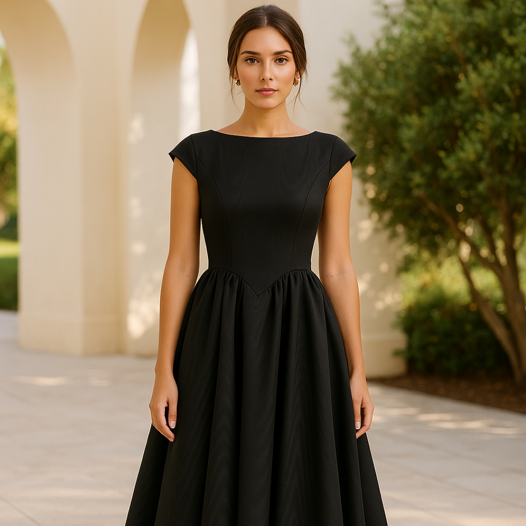 Valentina – Elegante abito midi nero con schiena scoperta - - Bestsellers Dames Jurken Kleding - Concept Palermo
