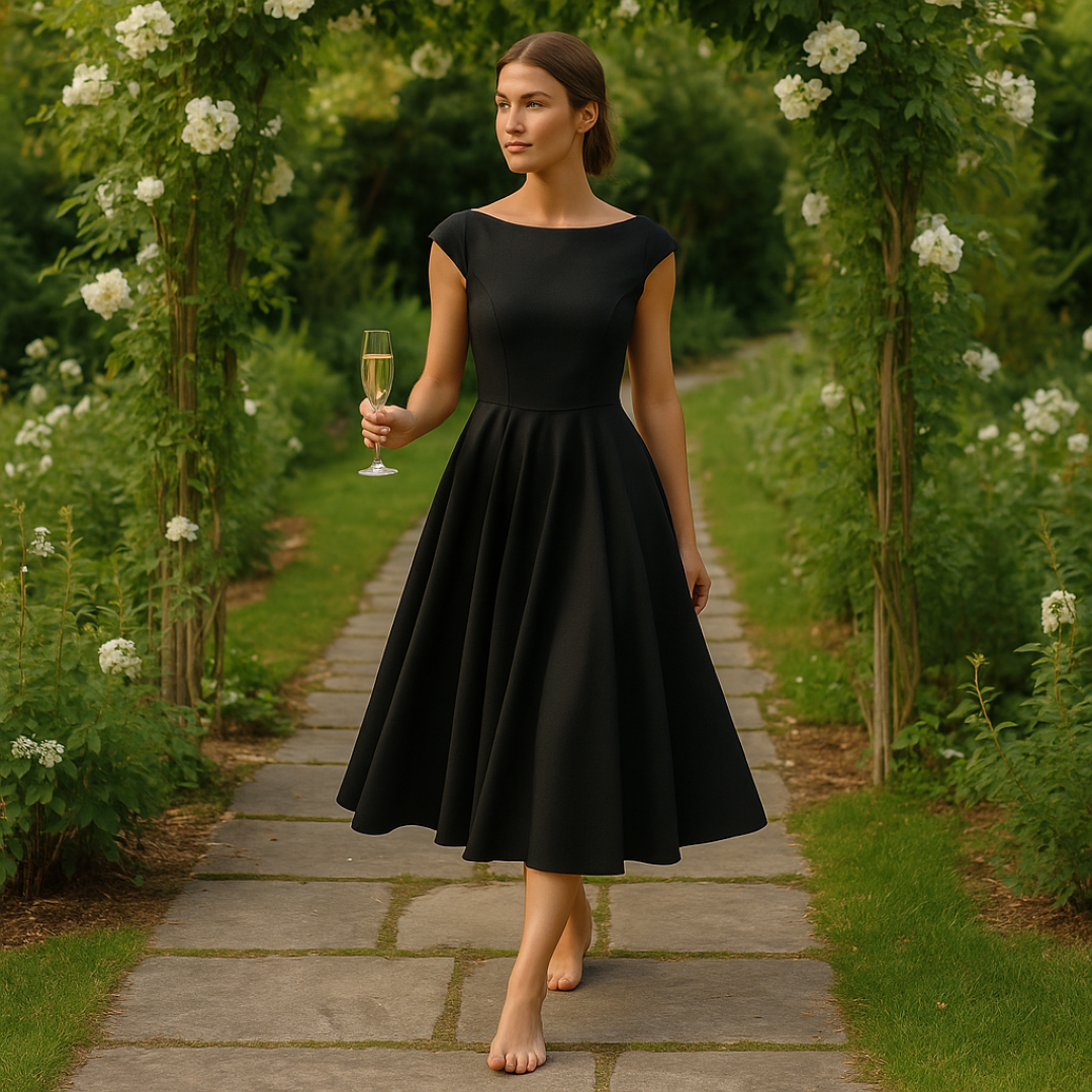 Valentina – Elegante abito midi nero con schiena scoperta - - Bestsellers Dames Jurken Kleding - Concept Palermo